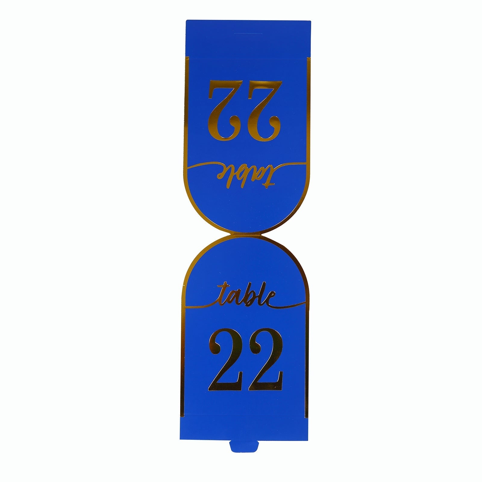 25-Pack 7" Disposable Table Numbers, Royal Blue Free Standing Double Sided Table Number Place Cards with Metallic Gold Foil Numbers 1-25