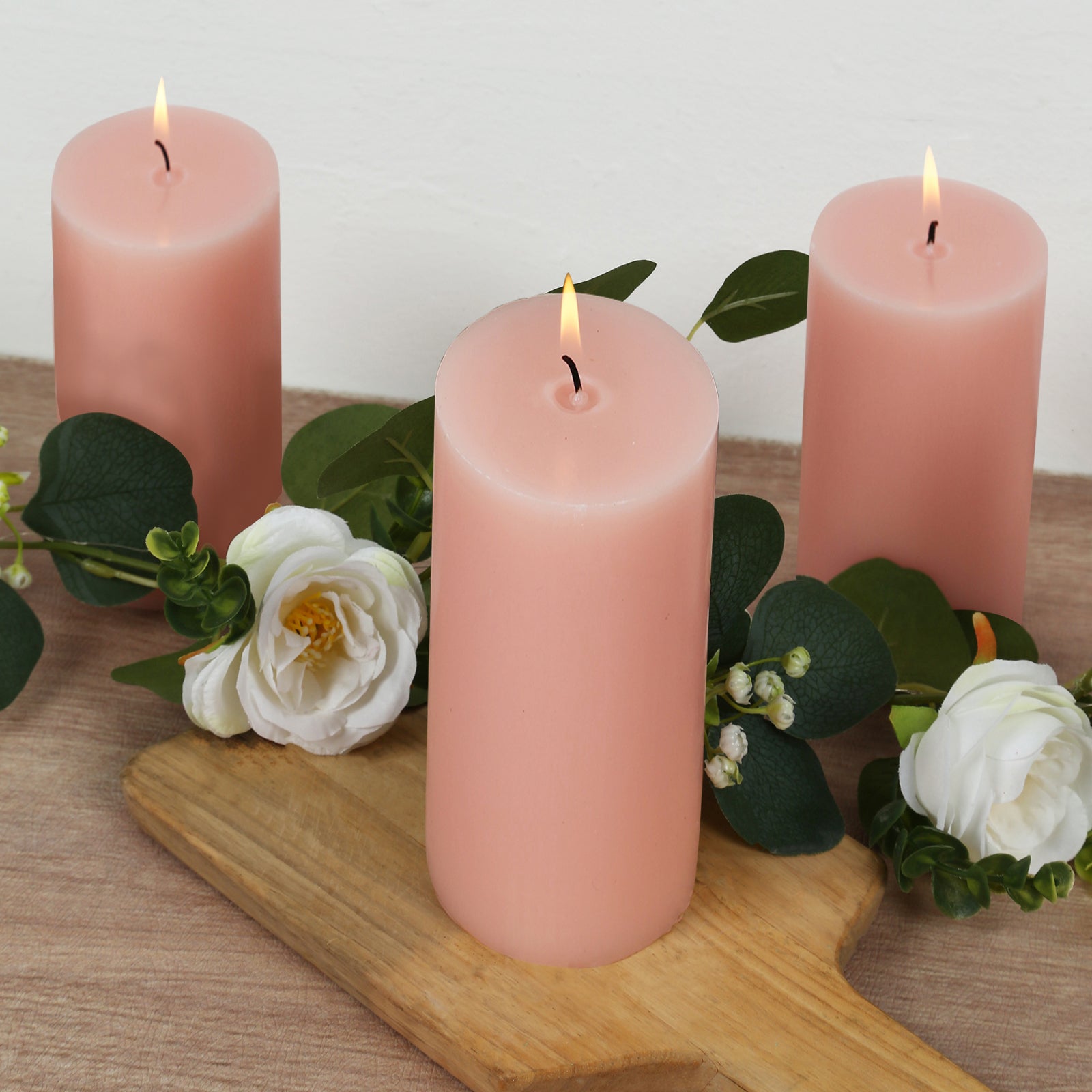 12-Pack 3"x6" Unscented Dripless Pillar Candles – Blush Long-Burning Paraffin Wax with Cotton Wicks