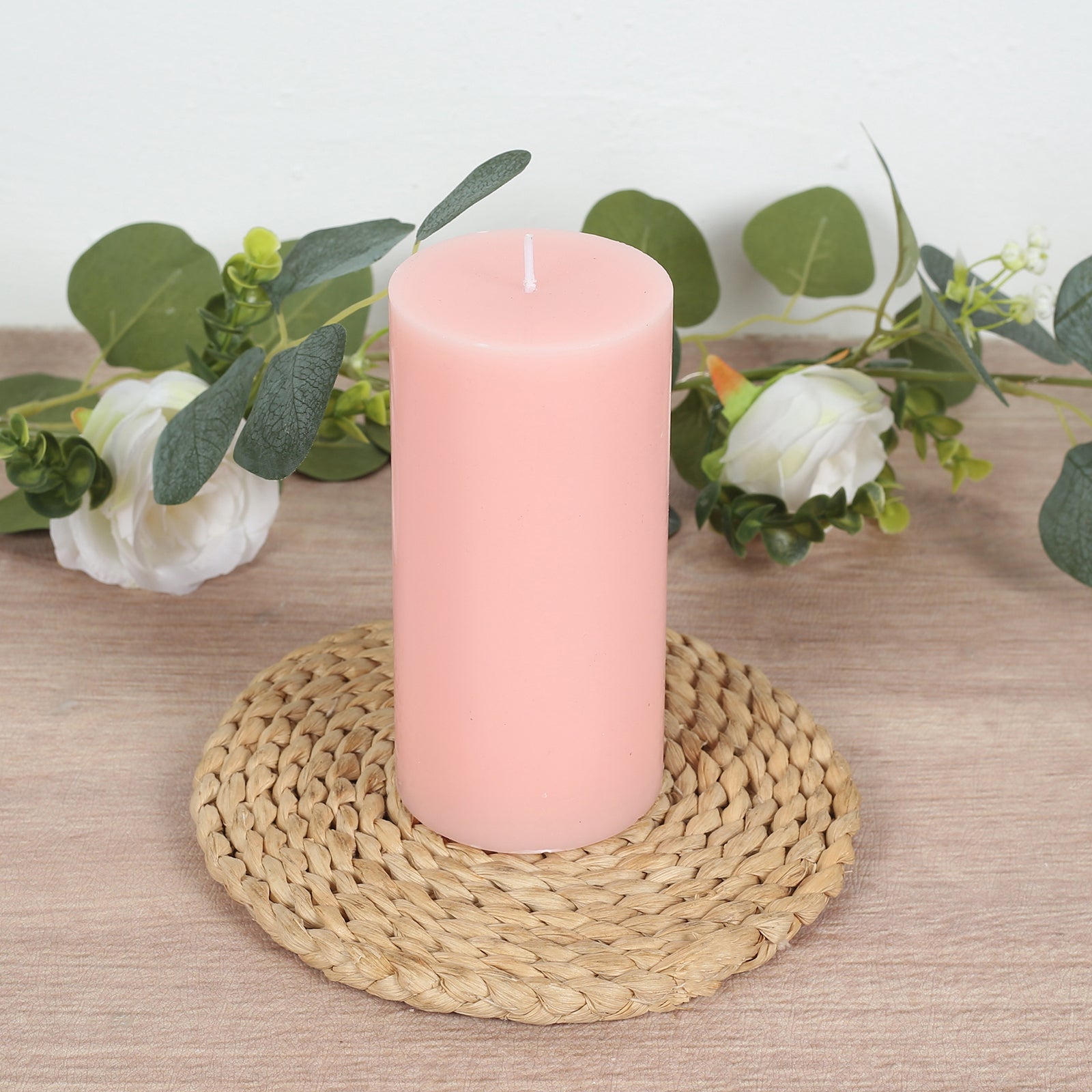 6-Pack 3"x6" Unscented Dripless Pillar Candles – Blush Long-Burning Wax Candles with Cotton Wicks for Home, Weddings & Event Decor