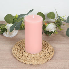 6-Pack 3"x6" Unscented Dripless Pillar Candles – Blush Long-Burning Wax Candles with Cotton Wicks for Home, Weddings & Event Decor