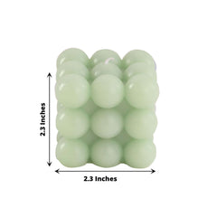 2-Pack Decorative Paraffin Wax Candles Bubble Cube Design Sage Green - Unscented Long Burning Pillar Candle Set 2"