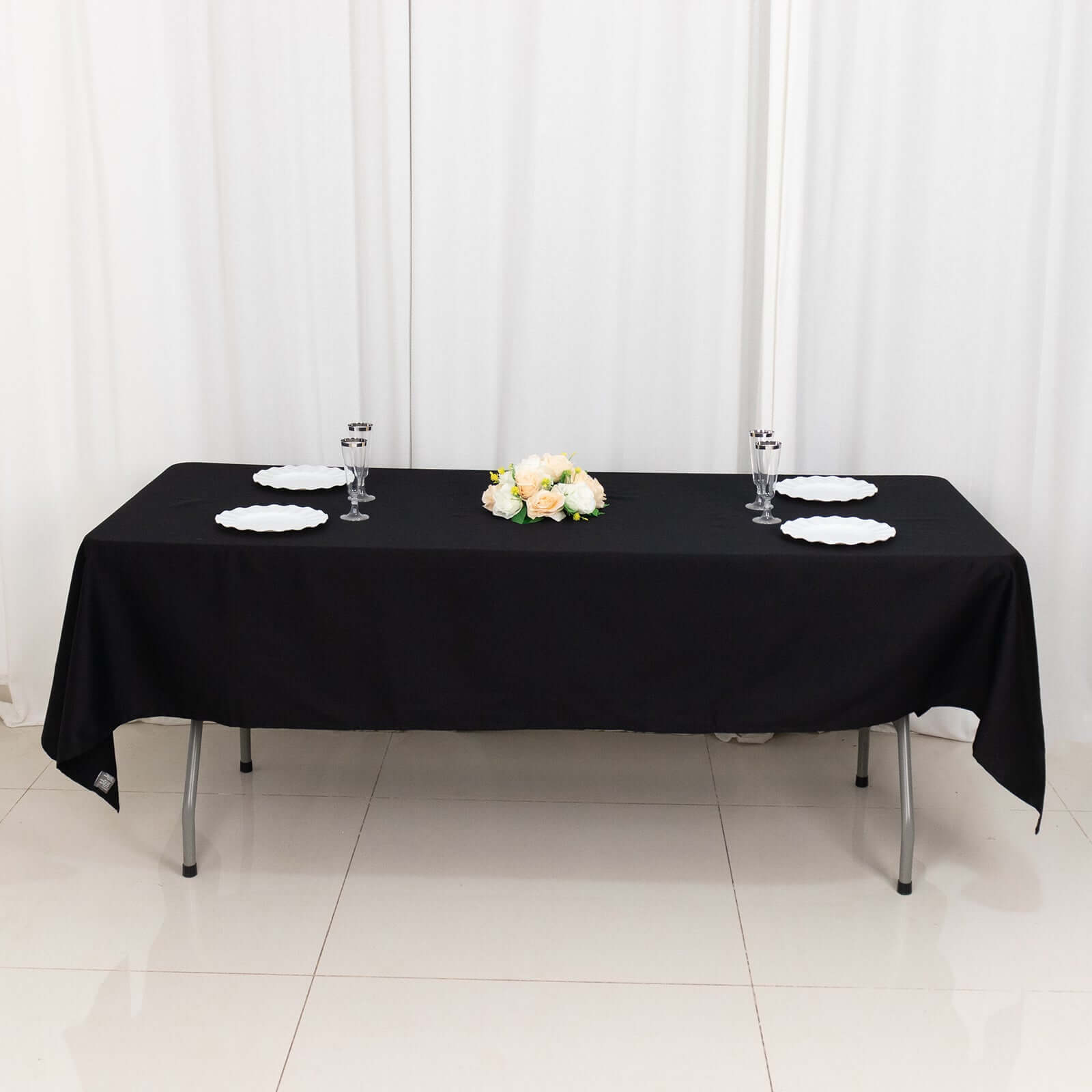 100% Cotton 60"x102" Rectangle Tablecloth Black Linen - Soft & Breathable Table Cover