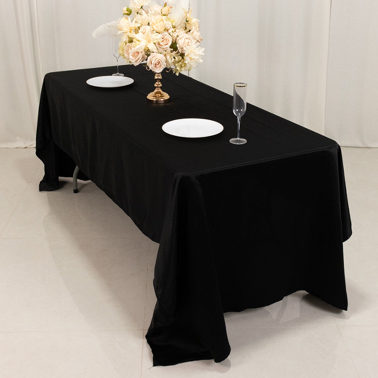 Lamour Satin 60"x126" Rectangle Tablecloth Black - Soft & Silk-Like Table Cover for Upscale Dining