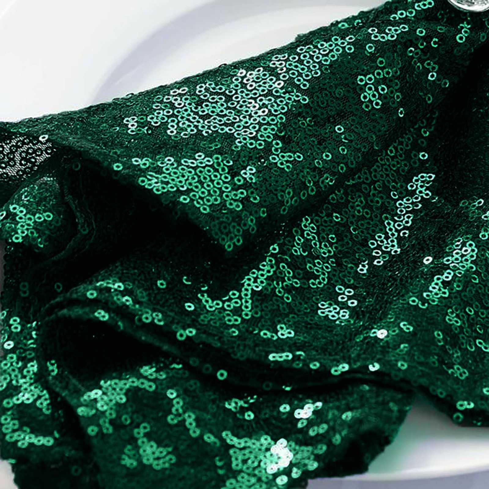 Sequin 20"x20" Napkin Hunter Emerald Green - Shimmering Dinner Napkin