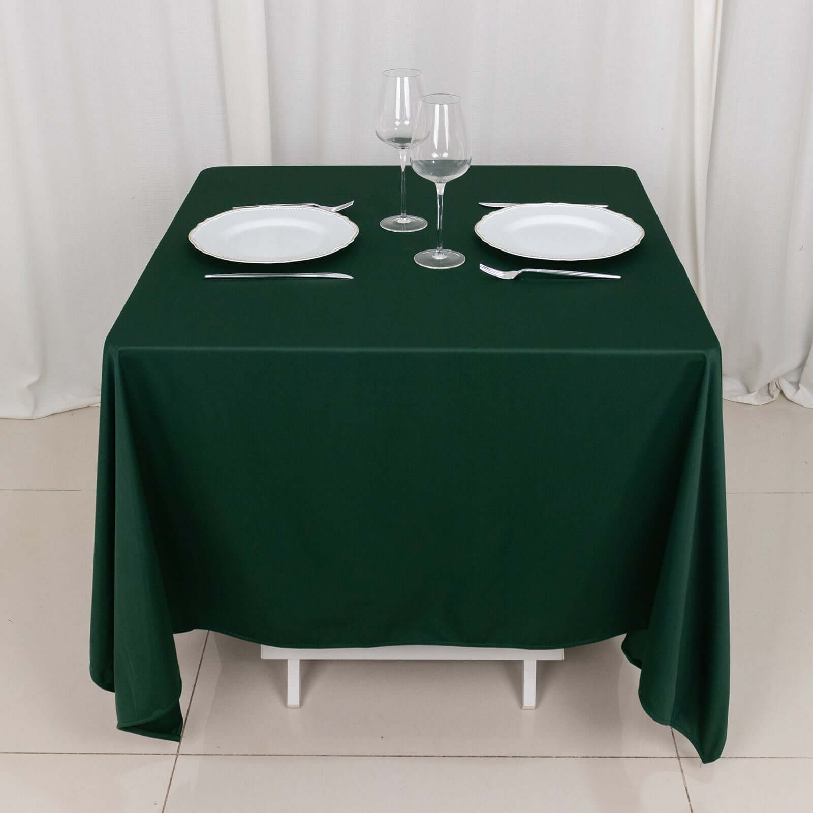 Scuba Square 70"x70" Tablecloth Hunter Emerald Green - Wrinkle Free & Stain Resistant Table Cover