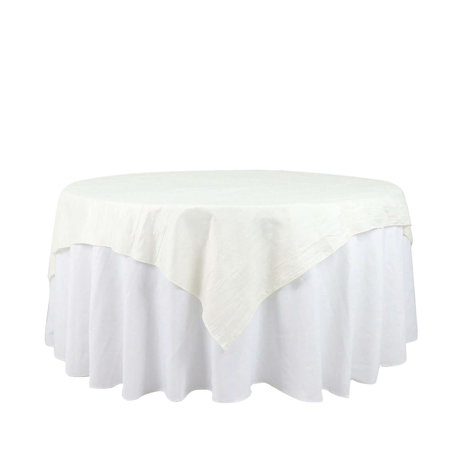 Taffeta 72"x72" Table Overlay Square Tablecloth Ivory - Accordion Crinkle Table Cover