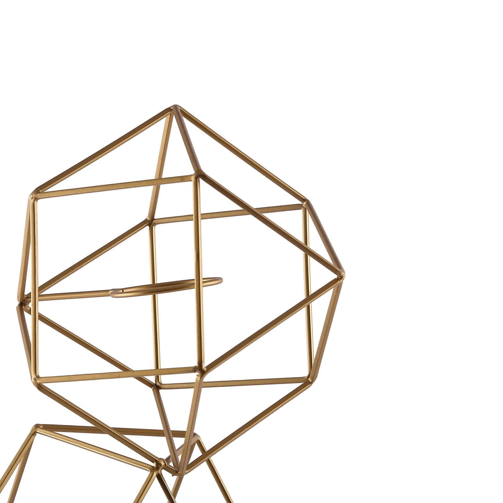 Tealight Candle Holder Metal Linked Geometric Design Gold with Votive Glass Holders - Sophisticated Decor for Tables & Gatherings 25"