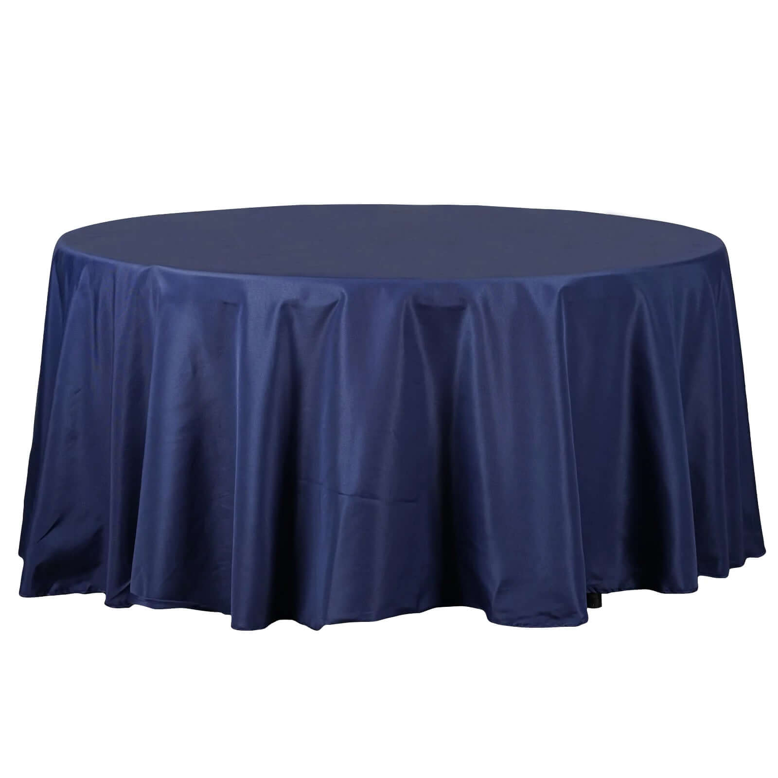 Polyester 120" Round Tablecloth Navy Blue - Seamless Wrinkle-Resistant Table Cover