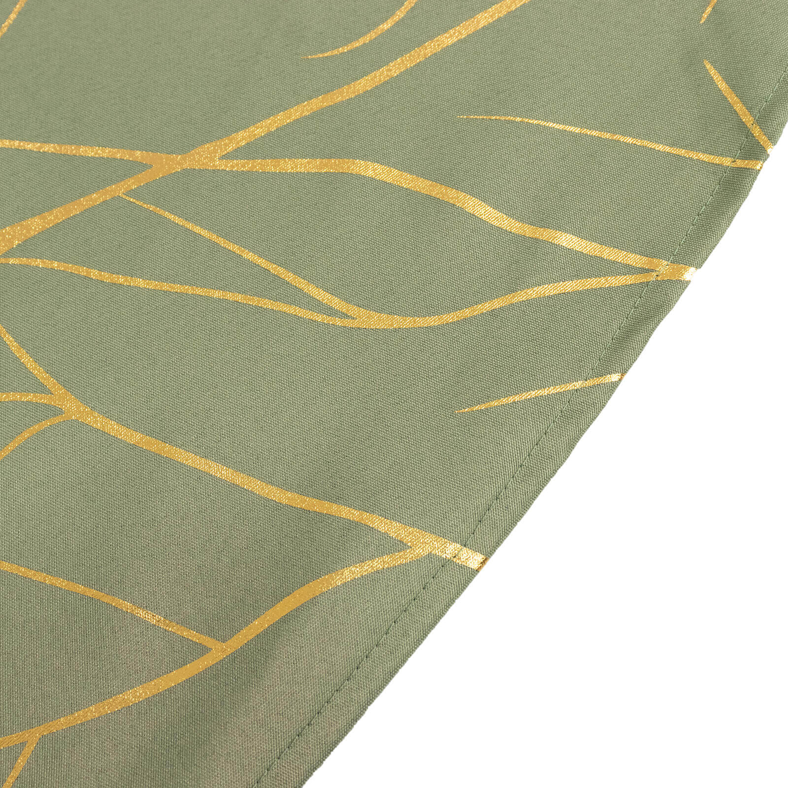 Polyester 120" Round Tablecloth Dusty Sage Green with Gold Foil Tree Branch Pattern - Wrinkle-Resistant Seamless Table Cover for Classy Events