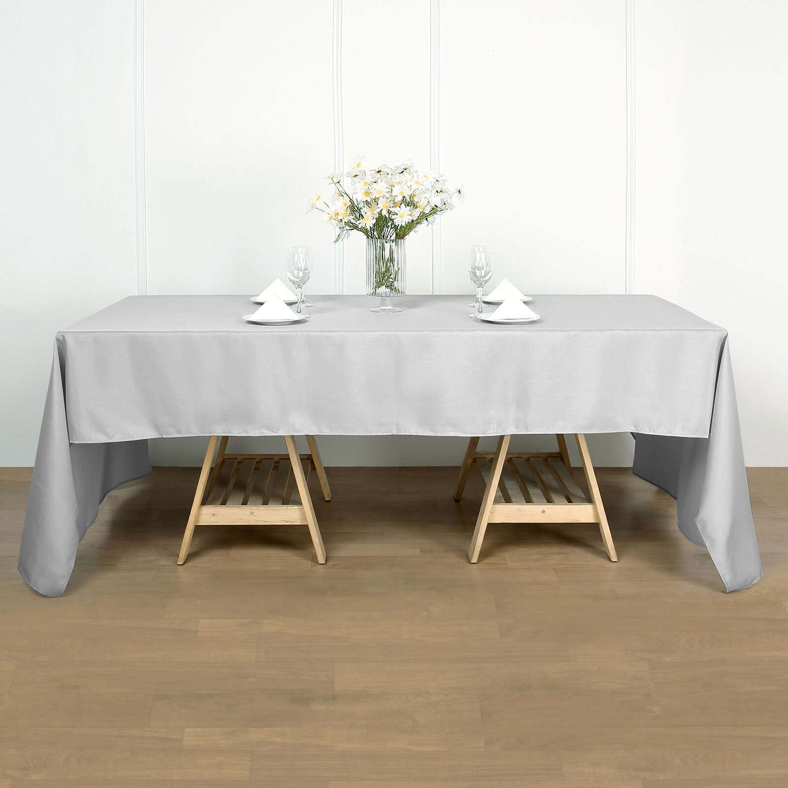 Polyester 60"x102" Rectangle Tablecloth Silver - Durable and Stylish Table Cover
