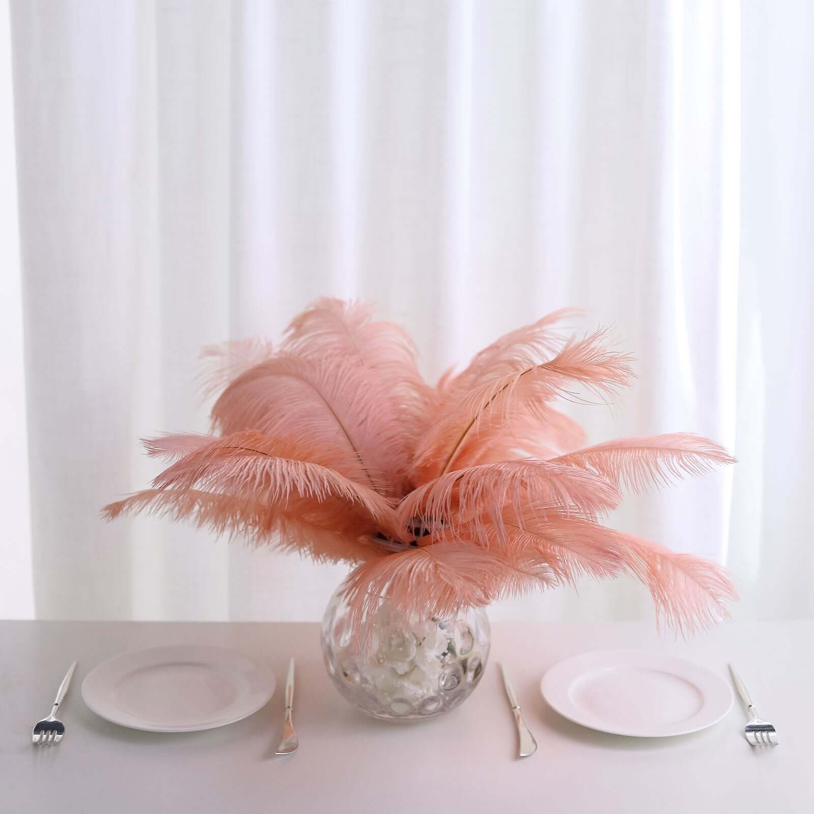 12 Pack 13"-15" Mauve Natural Plume Real Ostrich Feathers, DIY Centerpiece Fillers