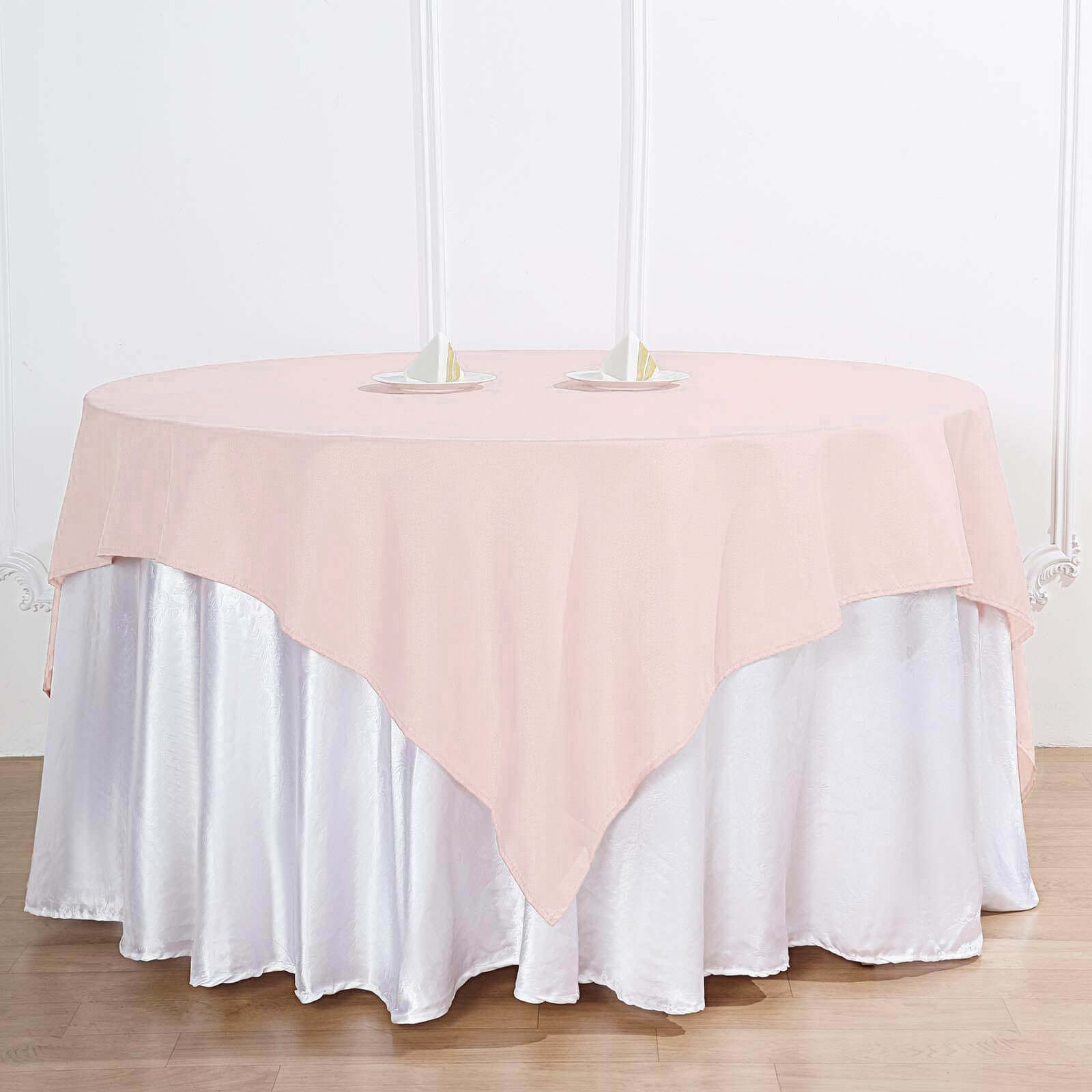 Polyester 70"x70" Table Overlay Square Tablecloth Blush - Wrinkle-Resistant & Durable Table Cover