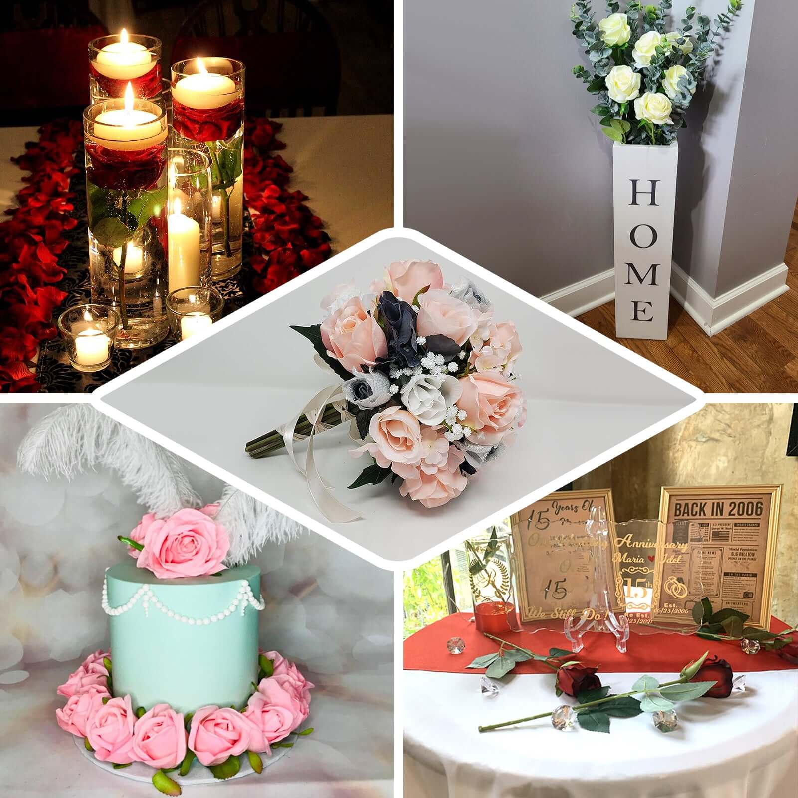 31" 24Pcs Cream Long Stem Artificial Silk Roses Flowers