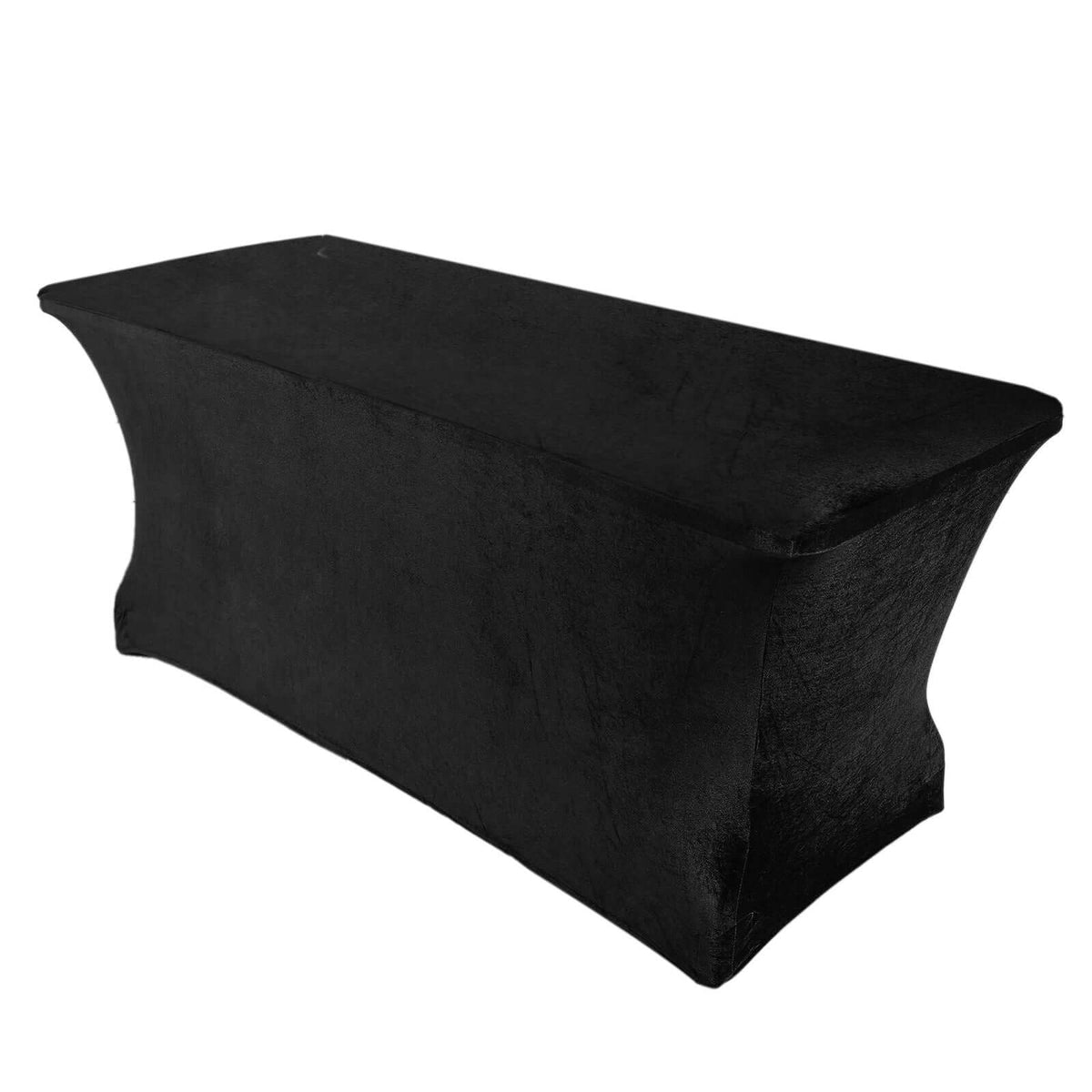 Velvet Spandex 6ft Rectangle Tablecloth Black - Fitted Wrinkle-Free Design for 72"x30" Tables