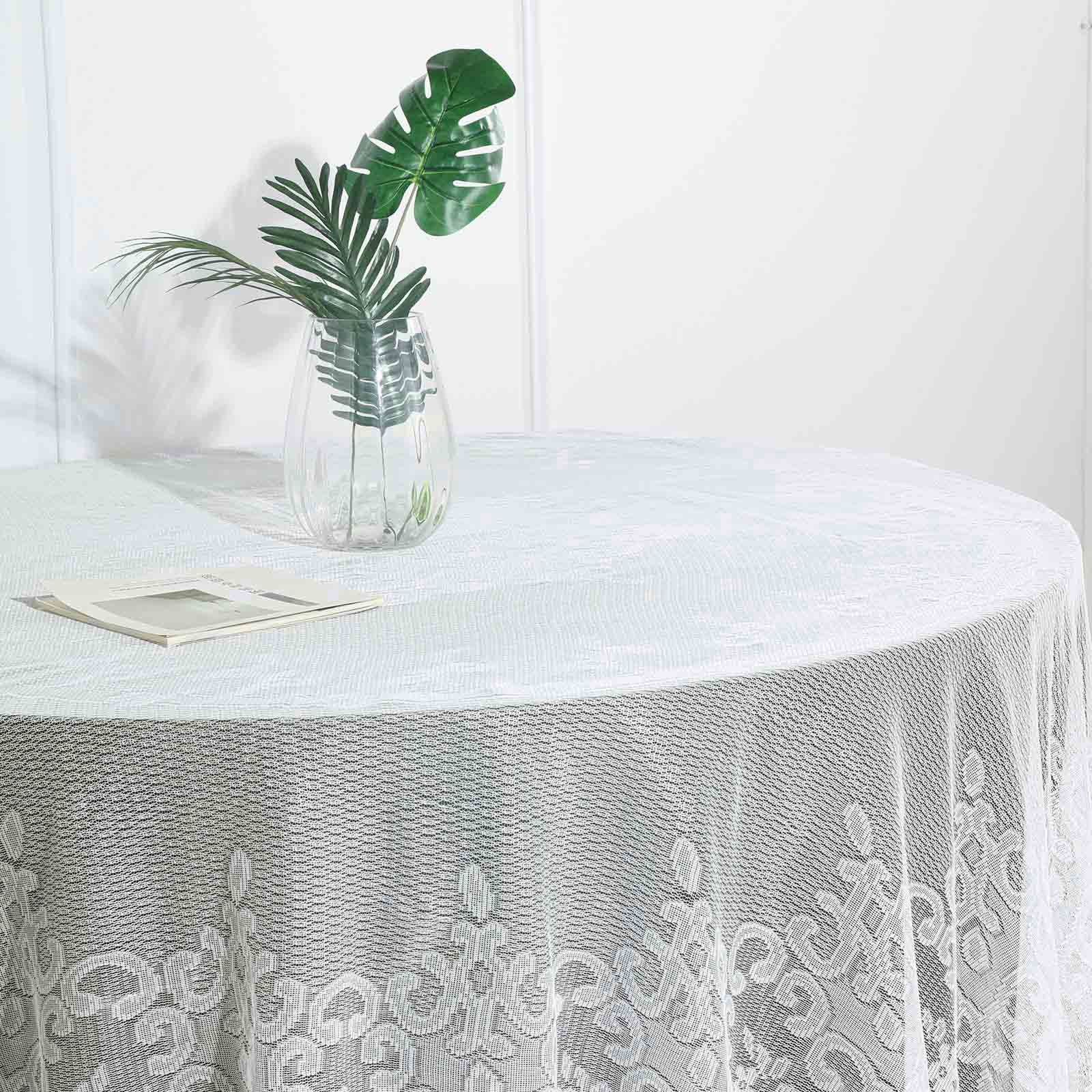 Lace 108" Round Tablecloth Ivory - Premium Design for Formal Table Settings