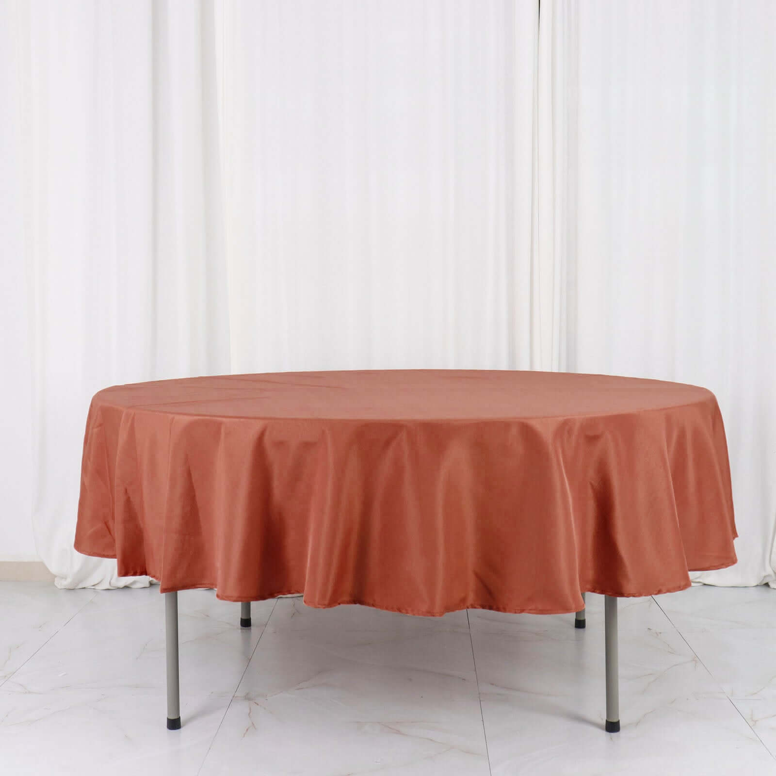 Polyester 90" Round Tablecloth Terracotta (Rust) - Stain & Wrinkle-Resistant Table Cover