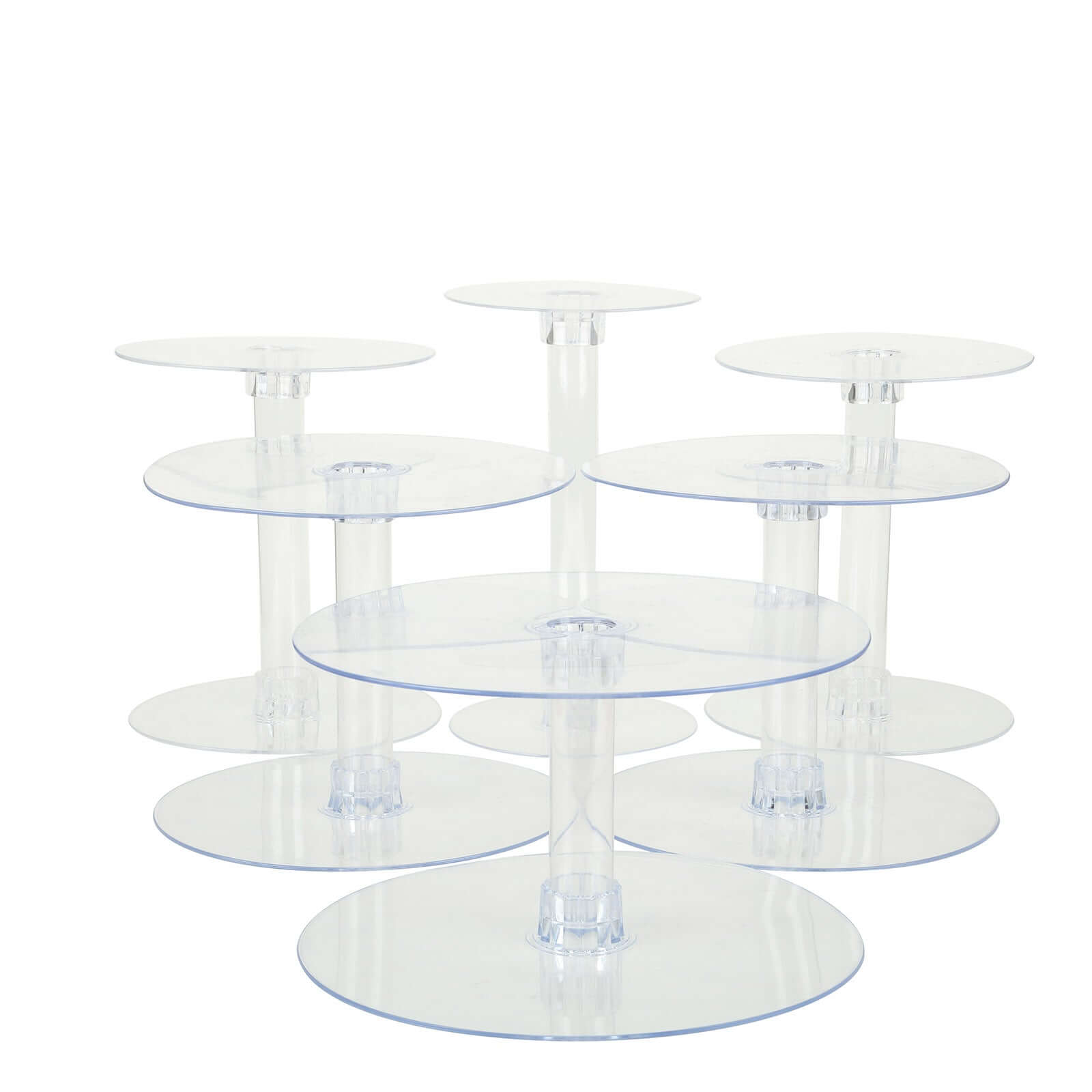 6-Tier Acrylic Cake Stand Set Clear - Assorted Sizes for Buffet Party Tables