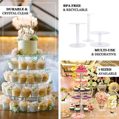 Acrylic Round DIY Cake Stand Plate Clear - Customized Tiered Dessert Display Holder for Treats Appetizers & Snacks 12"