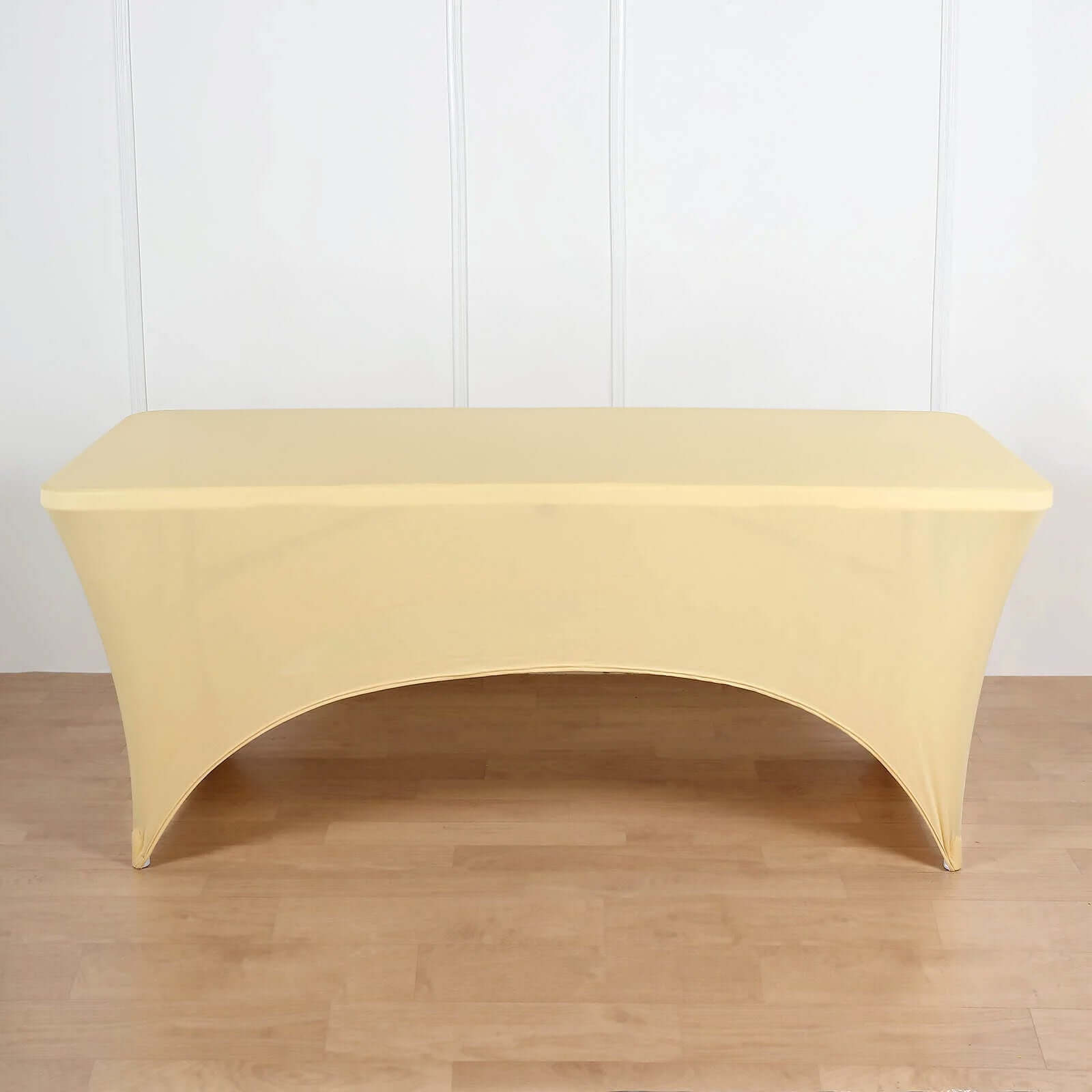 Stretch Spandex 6ft Rectangle Tablecloth Champagne - Durable Form-Fitting Table Cover