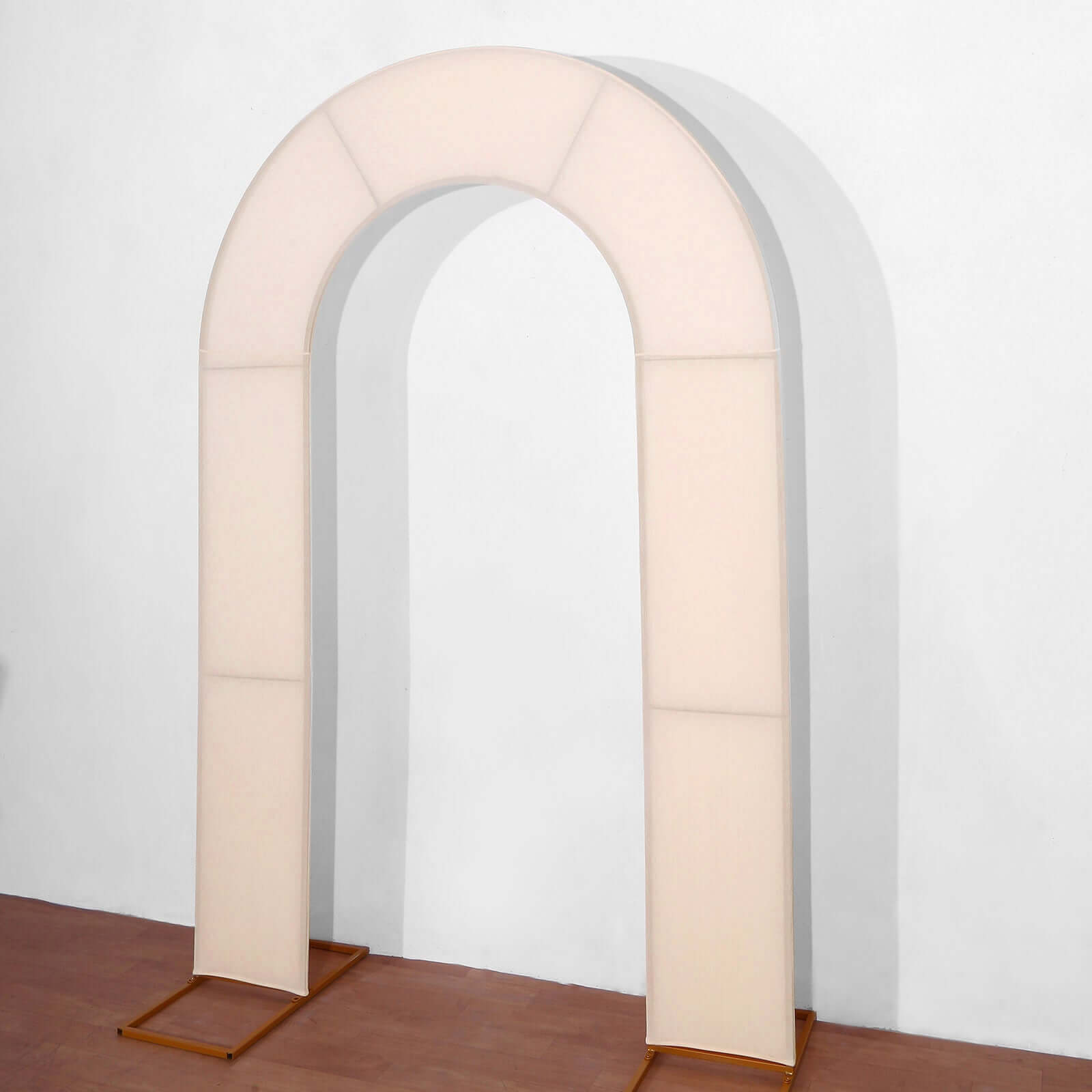 8ft Blush Spandex Fitted Open Arch Wedding Arch Cover, Double-Sided U-Shaped Backdrop Slipcover