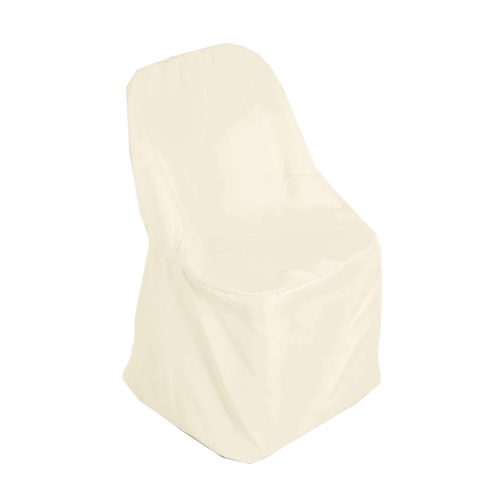 Polyester Slip On Folding Chair Covers Beige - Stain-Resistant Reusable Durable Fabric