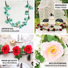 6ft Dusty Rose Artificial Silk Rose Hanging Flower Garland Faux Vine