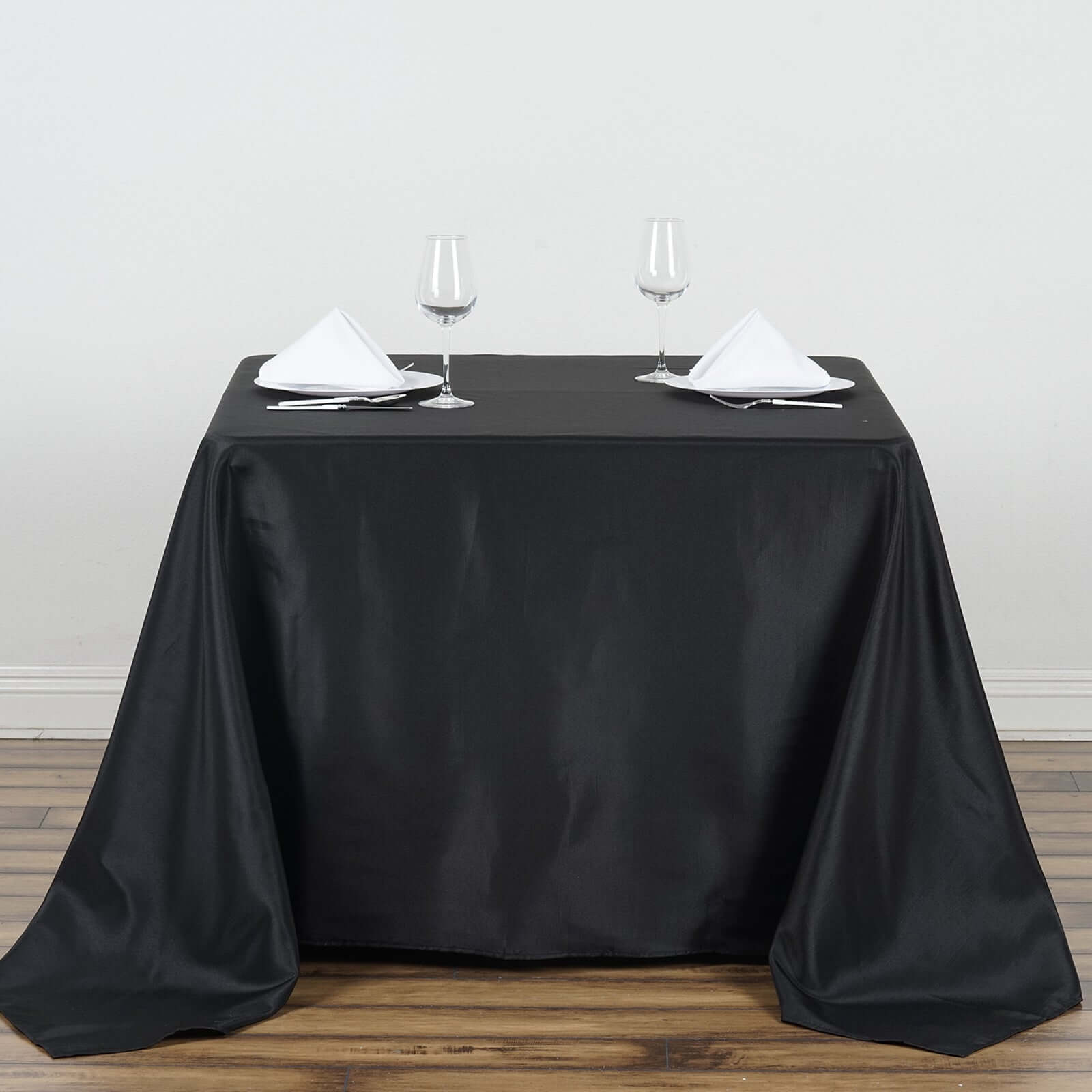 Polyester Square 90"x90" Tablecloth Black - Wrinkle-Resistant & Durable Table Cover for Events