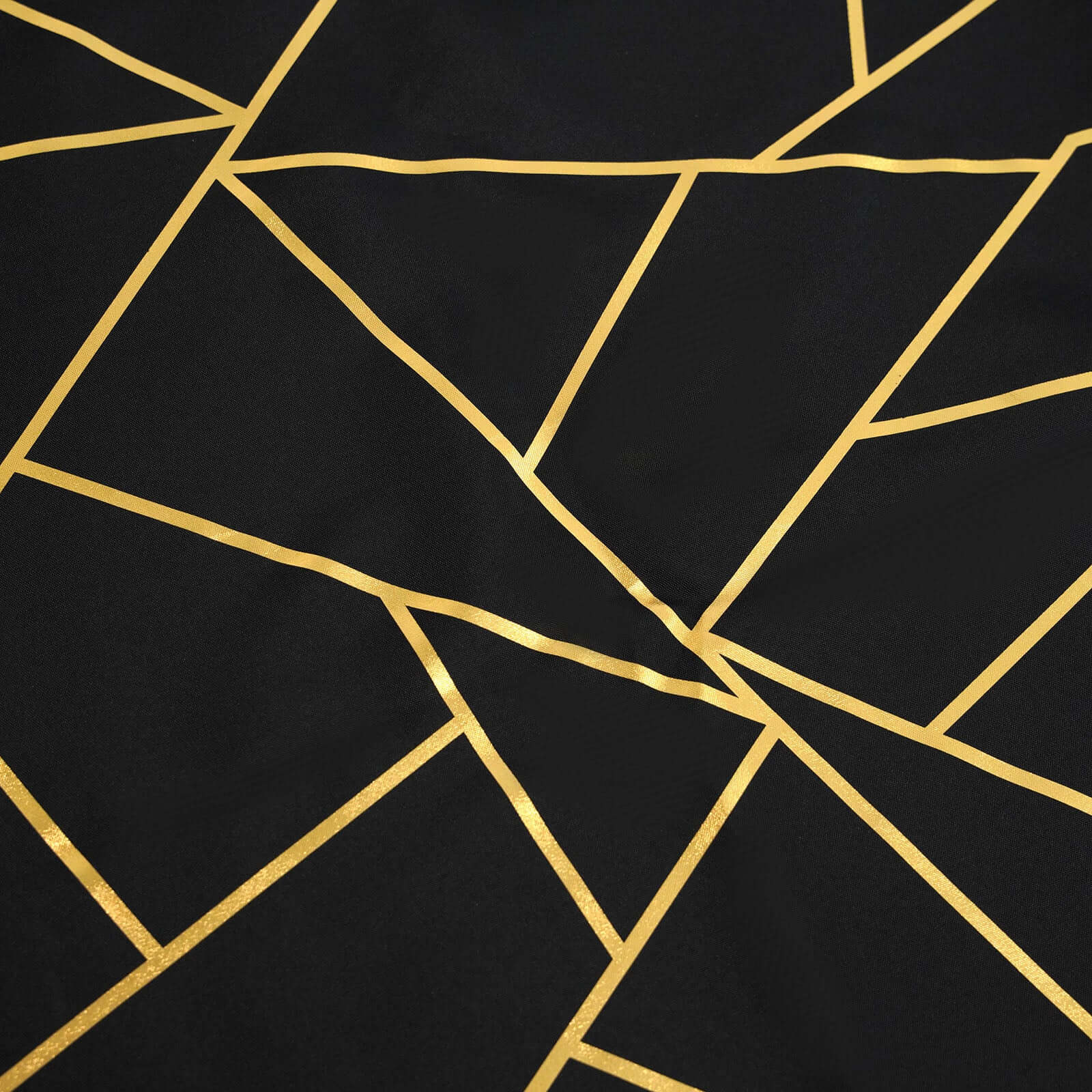 Polyester 54"x54" Square Tablecloth Black with Gold Foil Geometric Pattern - Wrinkle-Resistant & Durable Table Cover
