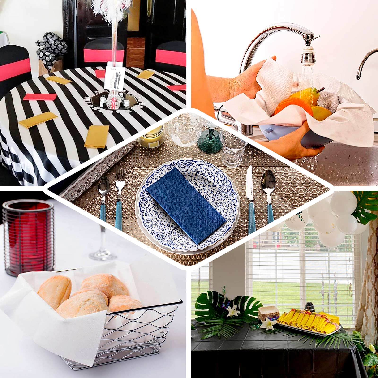 20 Pack Linen-Like Paper 8.5"x4" Napkins Black - Highly Absorbent & Disposable Airlaid Guest Towels