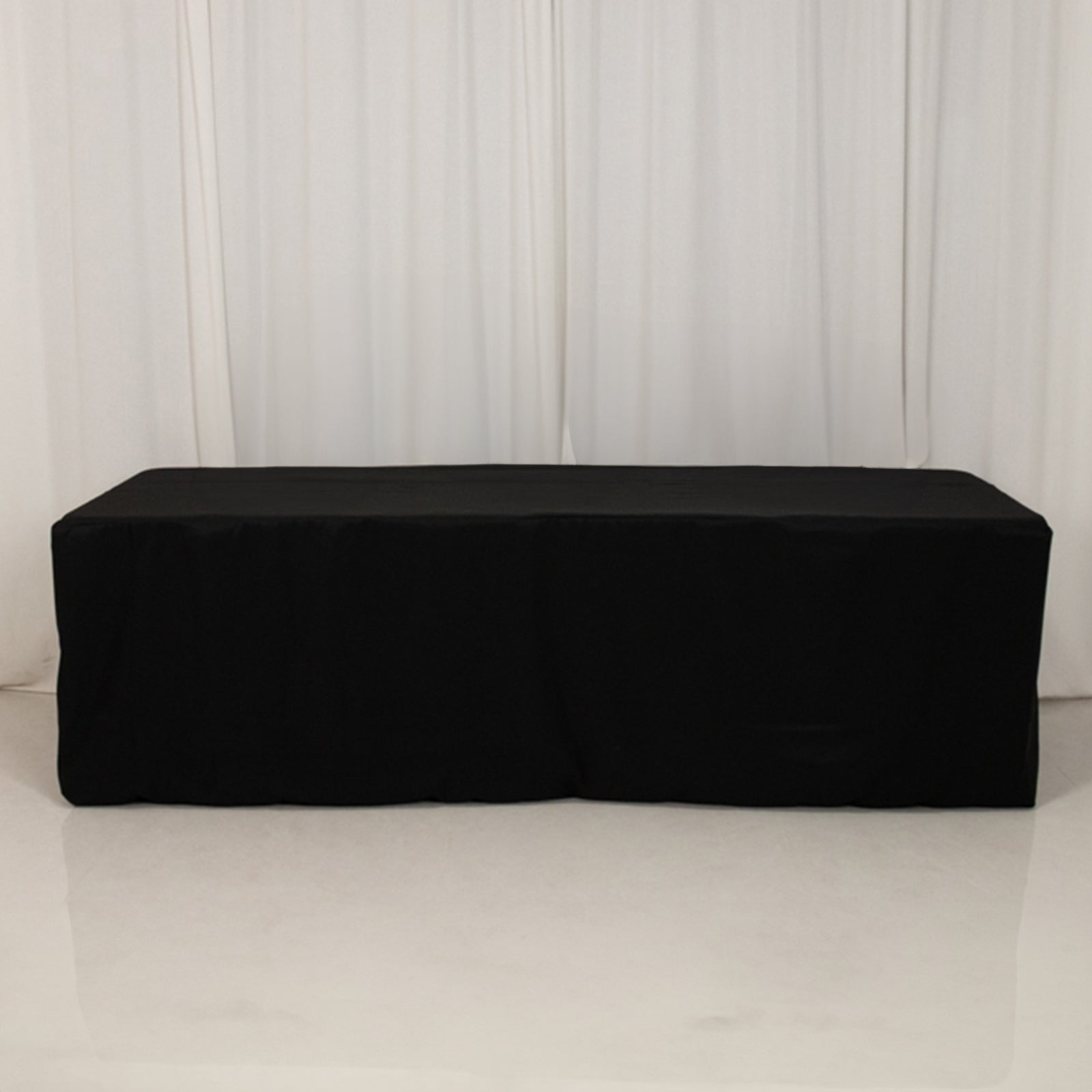 Premium Polyester 8ft Rectangle Tablecloth Black Durable Fitted 220GSM Table Cover