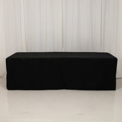 Premium Polyester 8ft Rectangle Tablecloth Black Durable Fitted 220GSM Table Cover