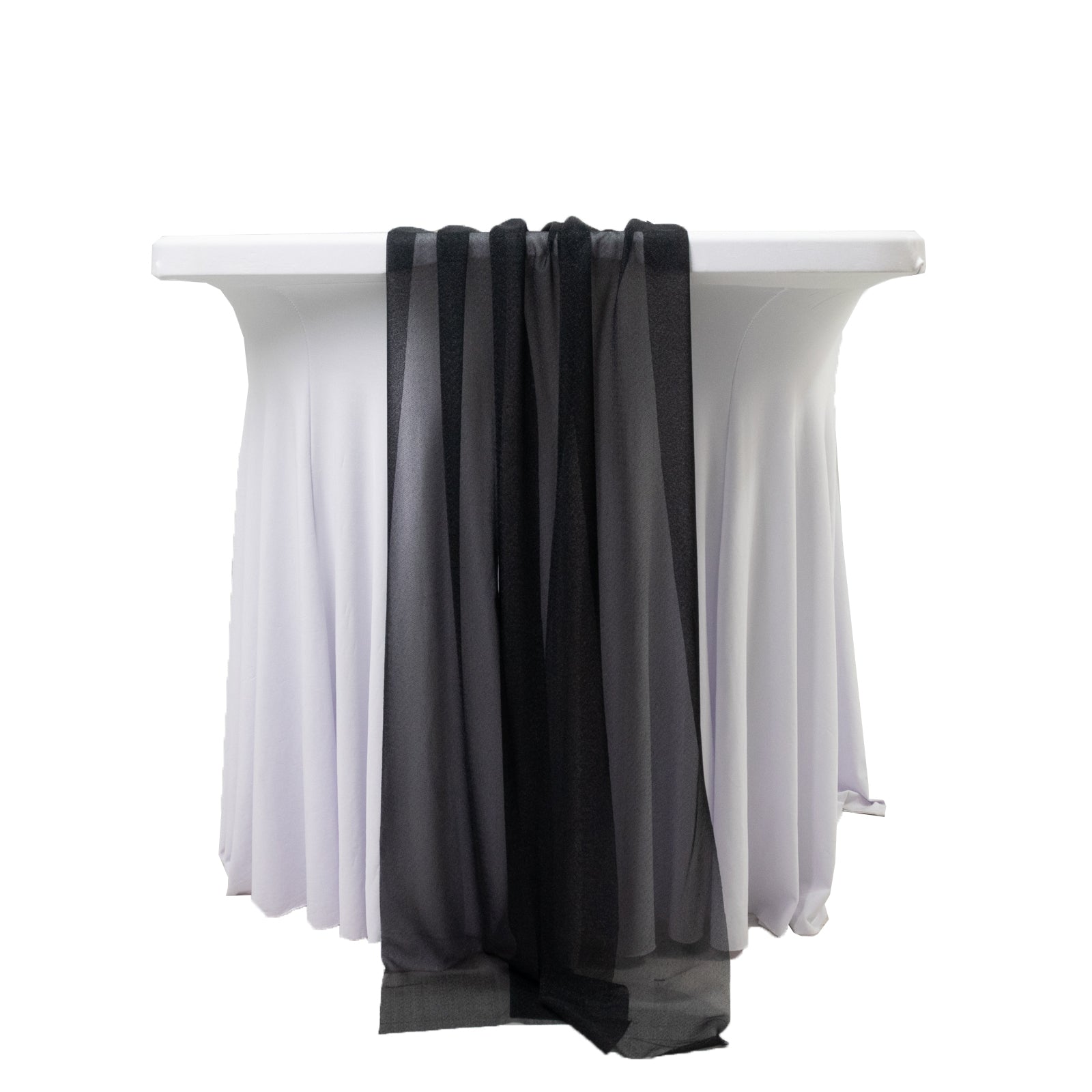20-Pack 9ft Sheer Table Runners – Black Shimmer Sheer Drapes, Wrinkle-Free