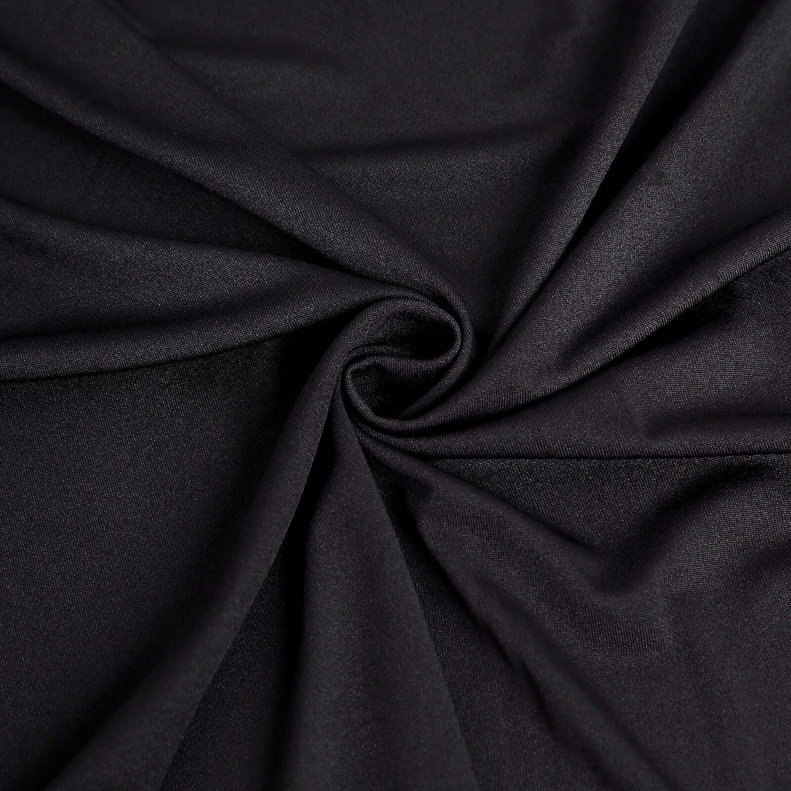 Spandex 30" Round Cocktail Table Cover Skirt Black With Natural Wavy Drapes