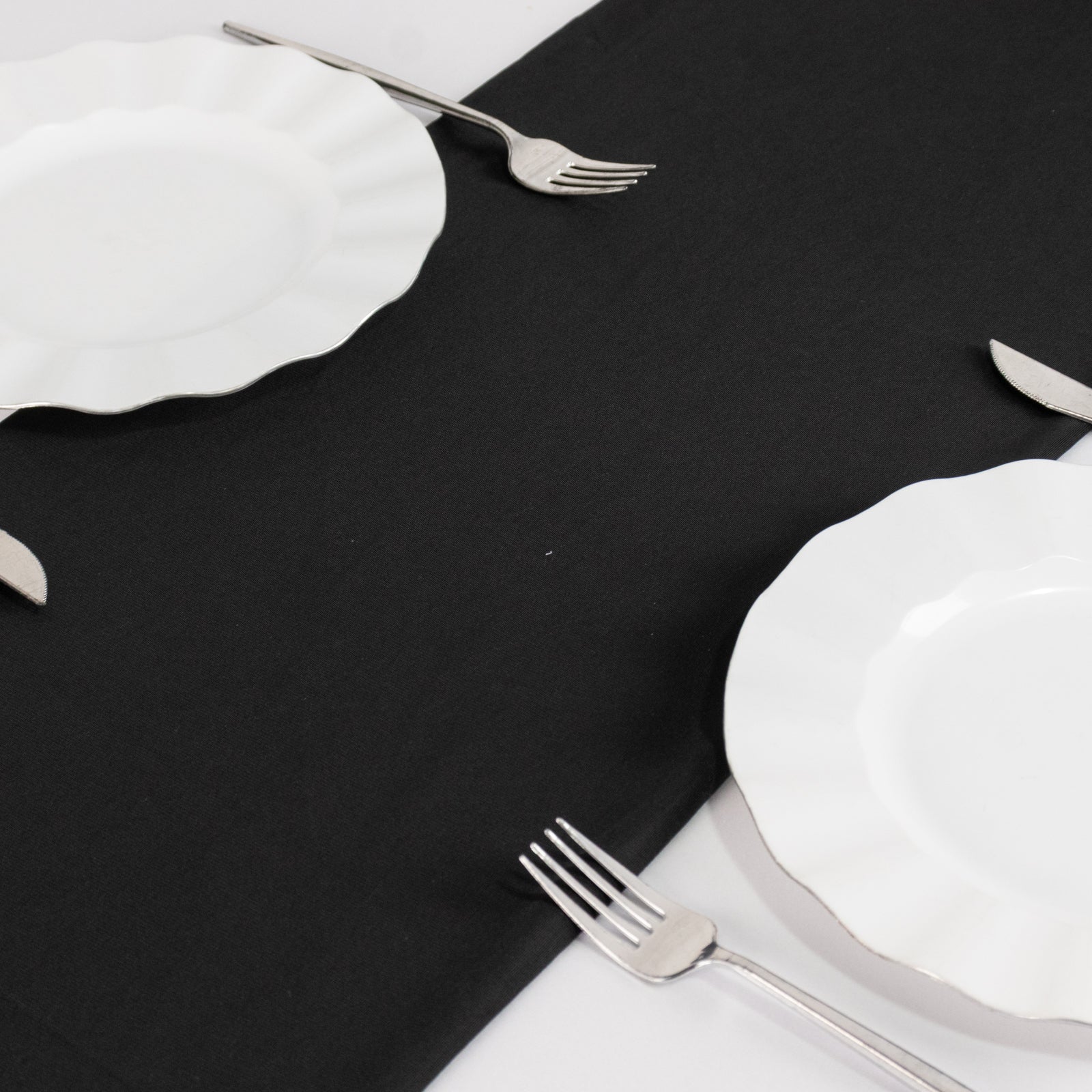 Scuba Polyester 12"x108" Table Runner Black - Wrinkle-Free Table Linen for Events & Weddings