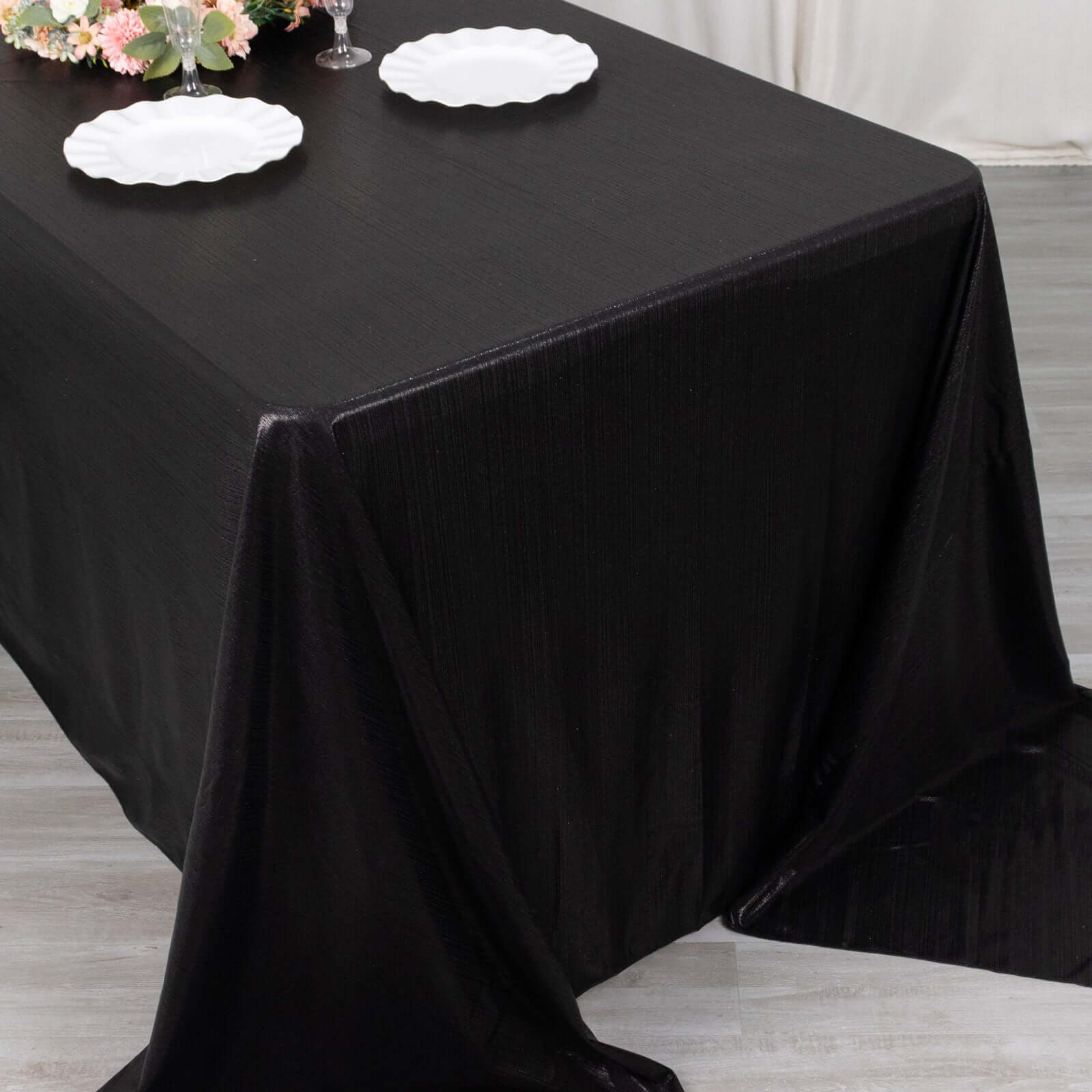 Sequin Dots Polyester 90"x132" Rectangle Tablecloth Shimmering Black - Seamless, Glittering & Wrinkle Free Table Cover
