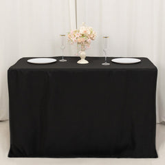 Fitted Polyester 48"x24"x42" Rectangle Tablecloth Black - Snug Fit for Elevated Tables