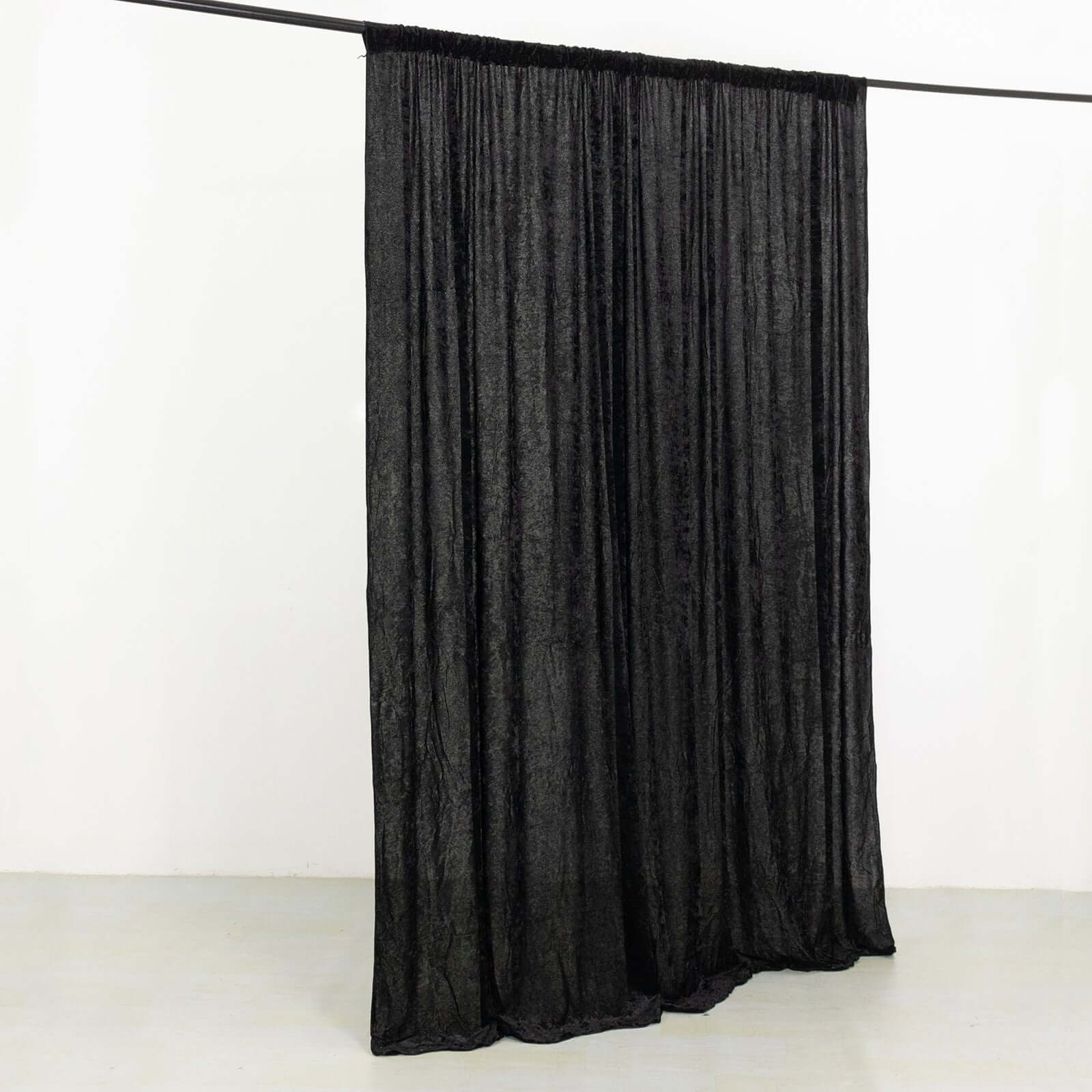 Black Crushed Velvet Backdrop Curtain – 8ft x 8ft Event Drape with Rod Pocket, Privacy Panel for Photo Booths & Events