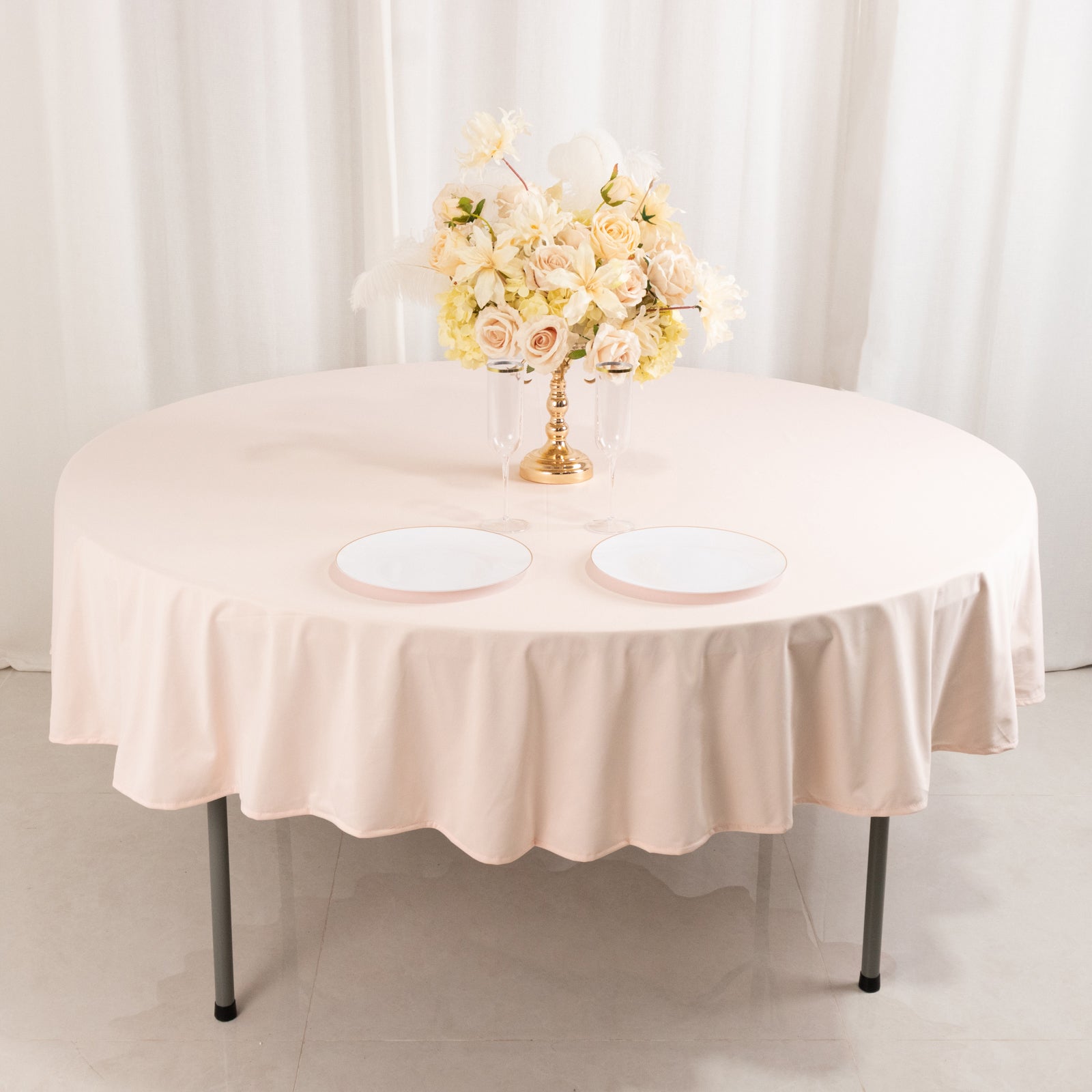 Scuba Round 90" Tablecloth Blush - Wrinkle Free & Stain Resistant Table Cover
