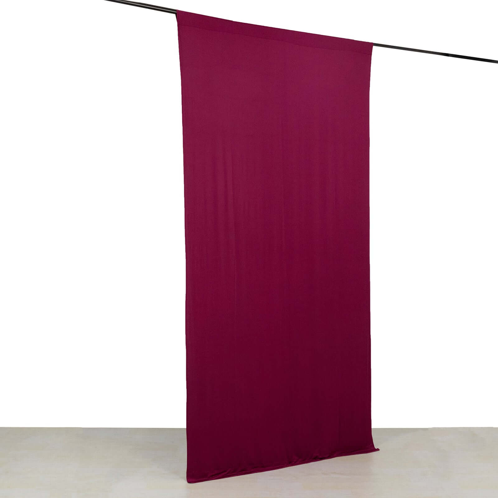Burgundy 4-Way Stretch Spandex Event Curtain Drapes, Wrinkle Free Backdrop Event Panel with Rod Pockets - 5ftx10ft