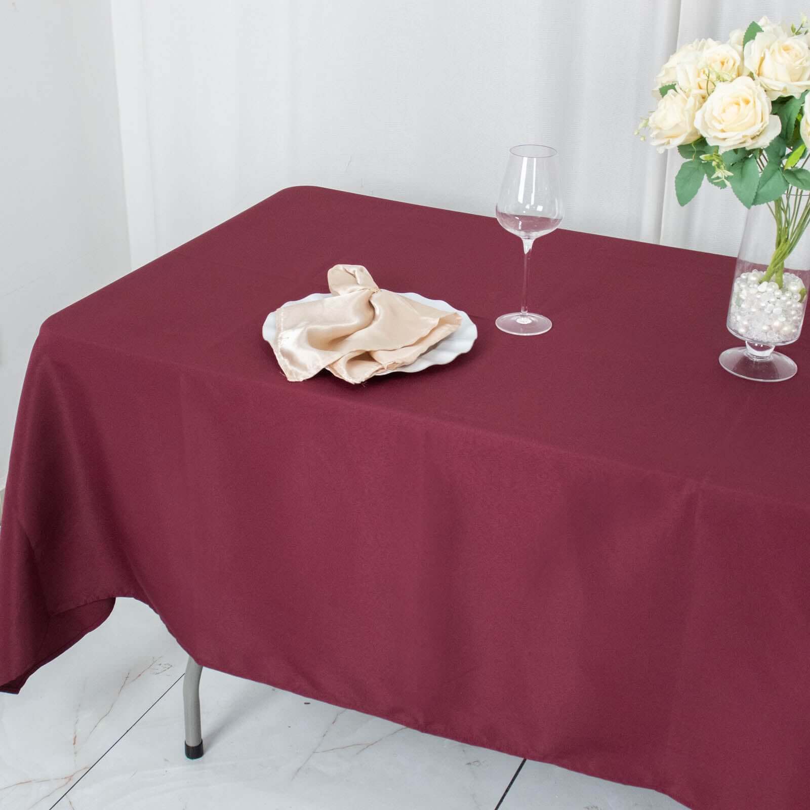 Premium Polyester 60"x102" Rectangle Tablecloth Burgundy - Durable 220GSM Wrinkle-Resistant Table Cover