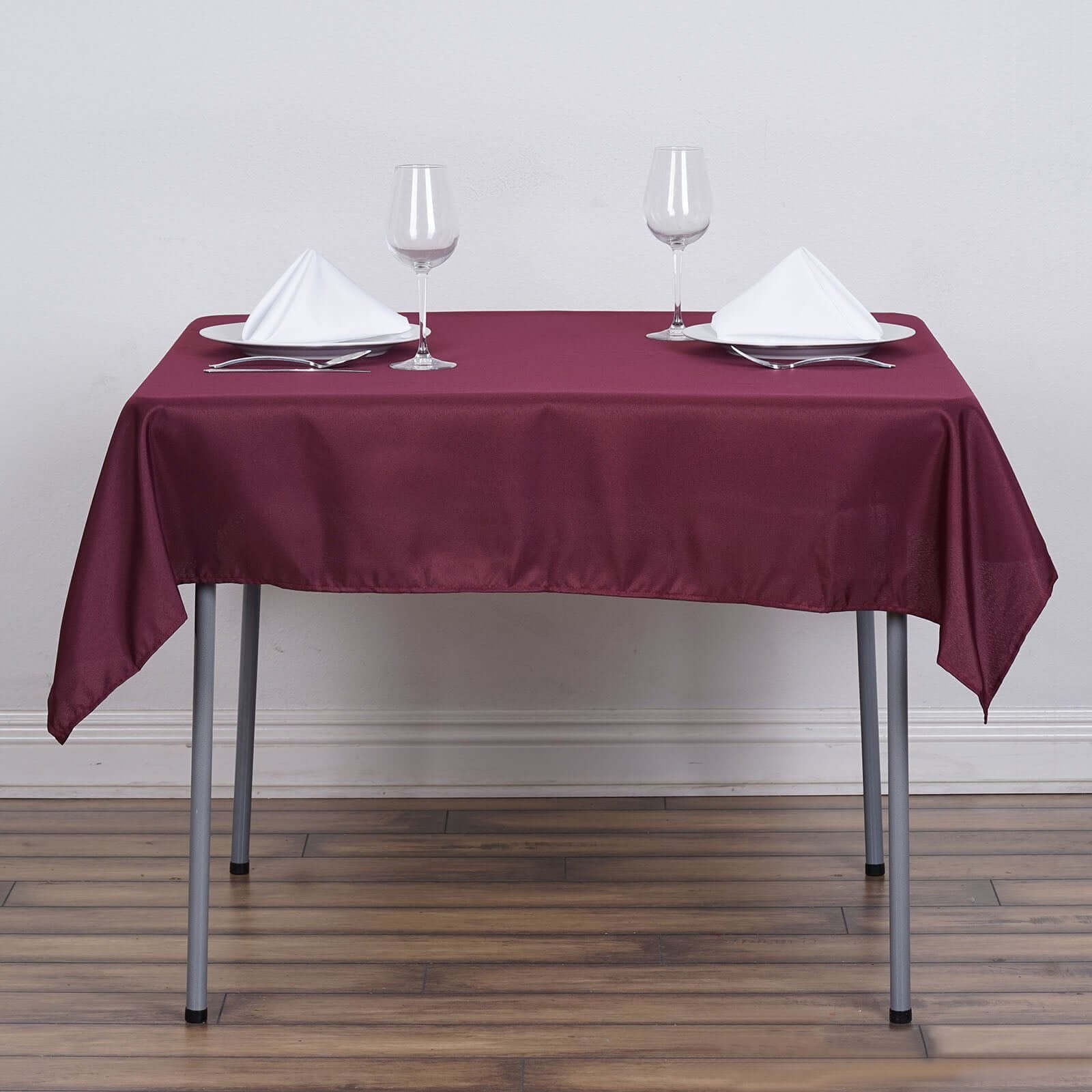 Polyester Square 54"x54" Tablecloth Burgundy - Wrinkle-Resistant & Durable Table Cover