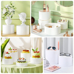 Set of 5 Acrylic Cake Stands Cylinder Design Round White - Display Risers for Events 8.5", 9", 10", 11", 12"