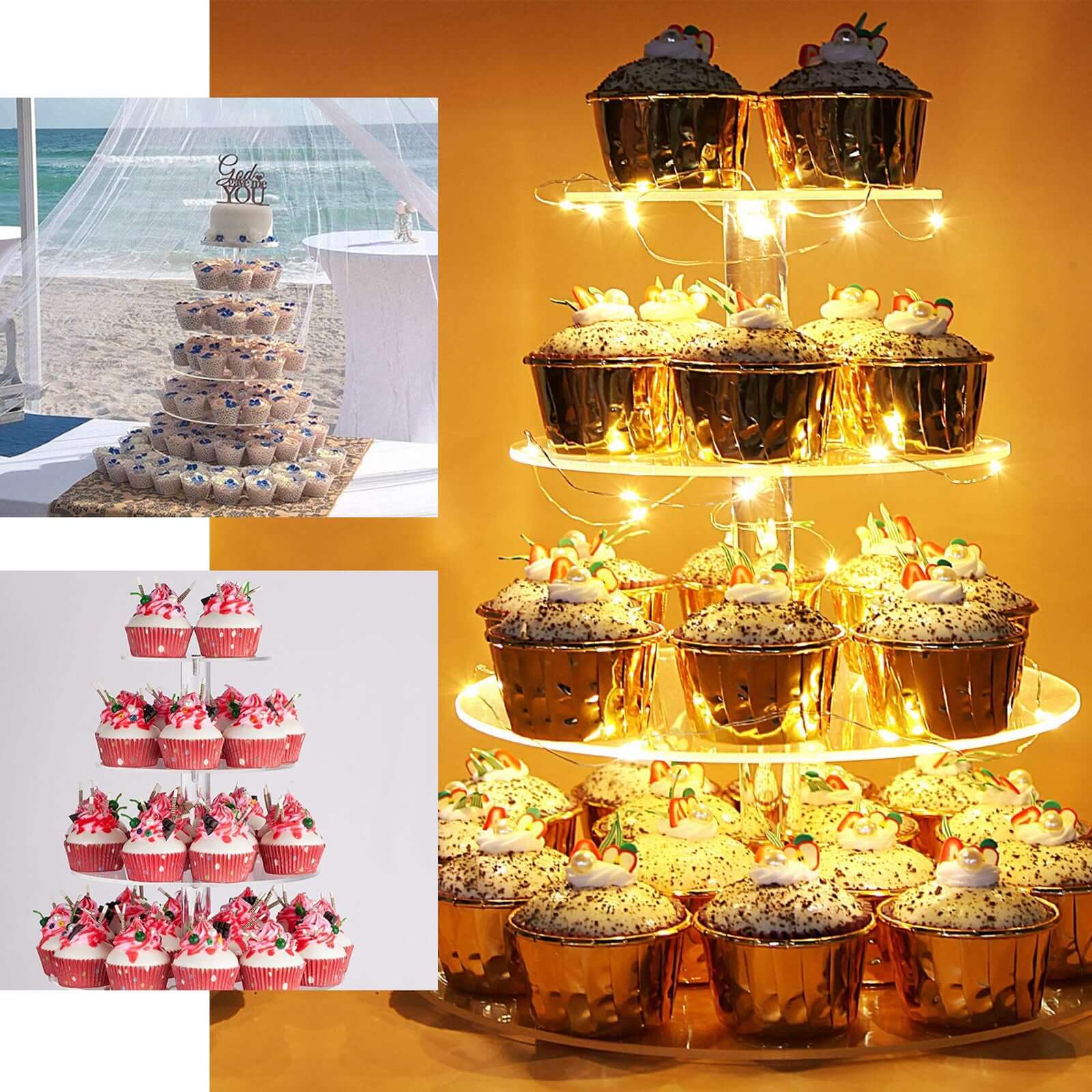 7-Tier Acrylic Round Cupcake Stand Clear & Catering Displays 26"
