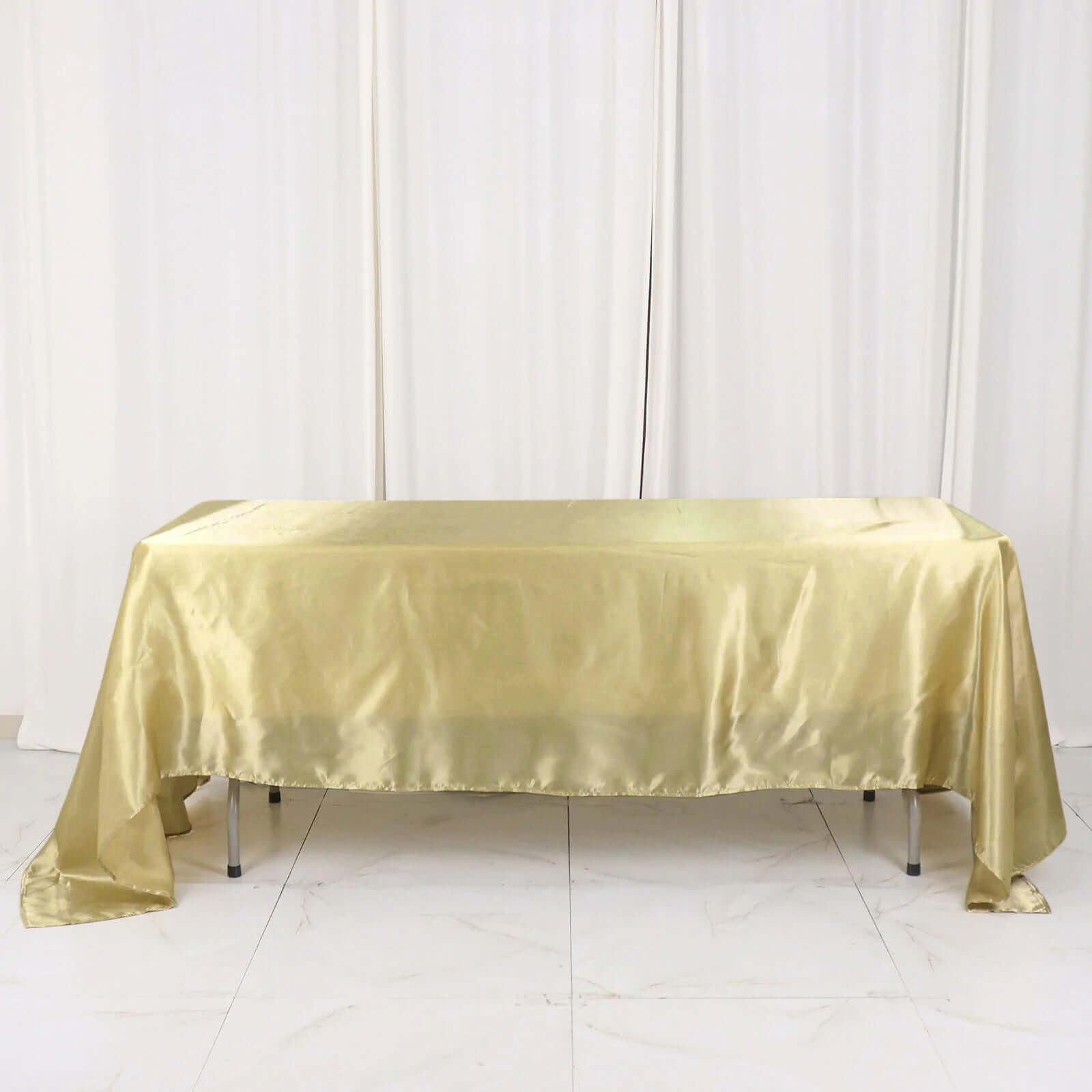 Satin Rectangular 60"x126" Tablecloth Champagne - Smooth and Lustrous Table Cover