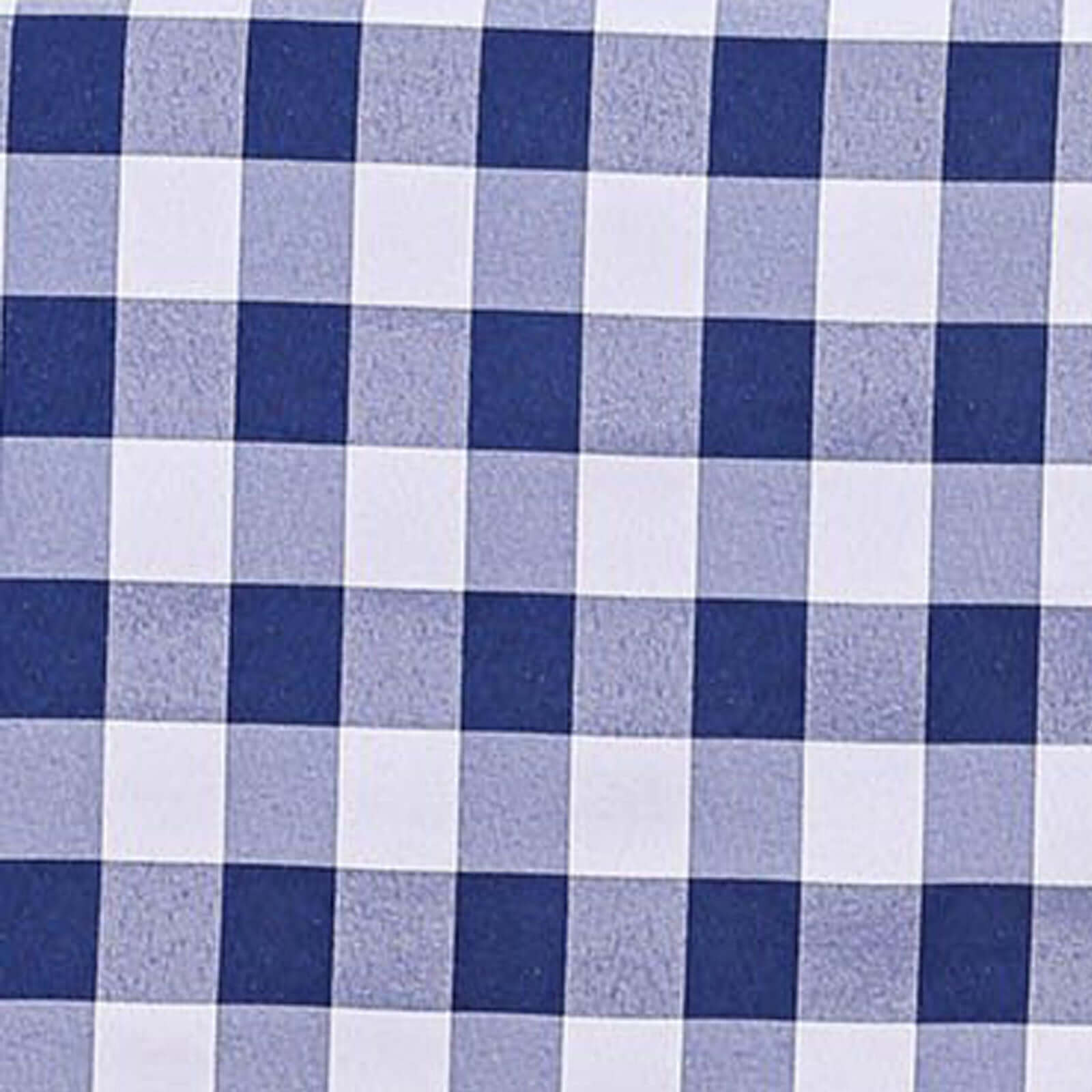 Polyester 90" Round Tablecloth White/Navy Blue - Checkered Buffalo Plaid Table Cover