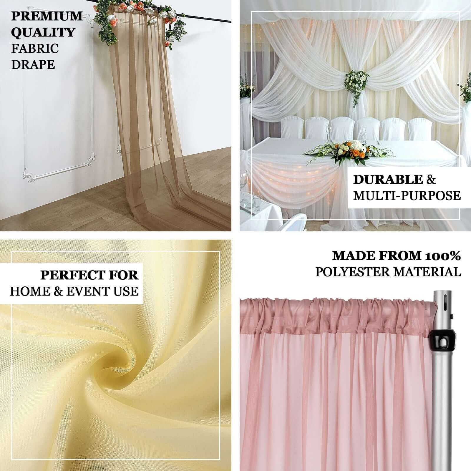5ftx14ft Dusty Sage Green Chiffon Curtain Panel, Durable Flame Resistant Backdrop Ceiling Drapery With Rod Pocket