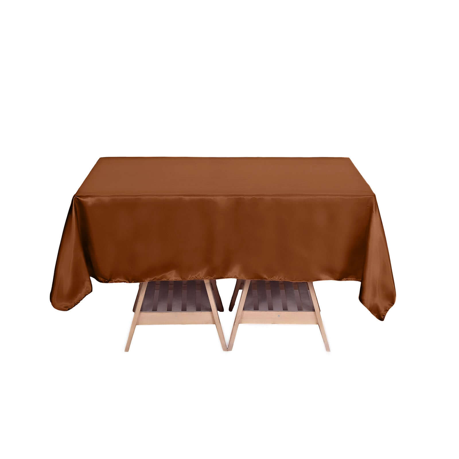 Satin 72"x72" Table Overlay Square Tablecloth Cinnamon Brown - Smooth Finish Table Cover