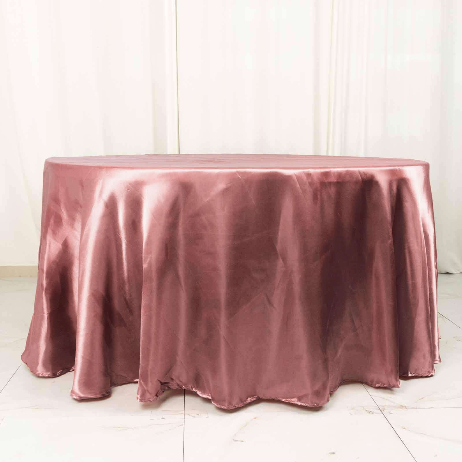 Satin 120" Round Tablecloth Cinnamon Rose - Stylish Seamless Table Cover