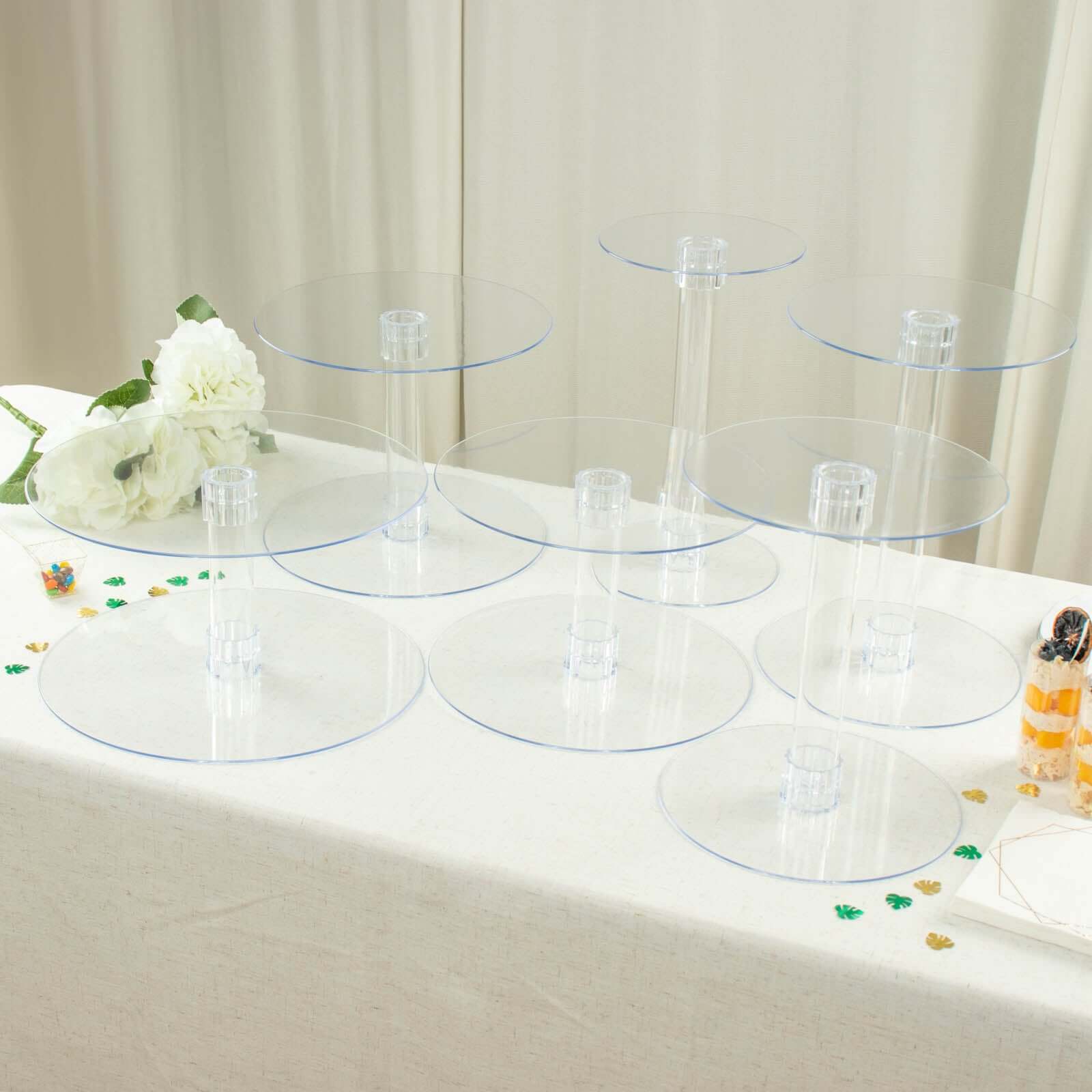 6-Tier Acrylic Cake Stand Set Clear - Assorted Sizes for Buffet Party Tables