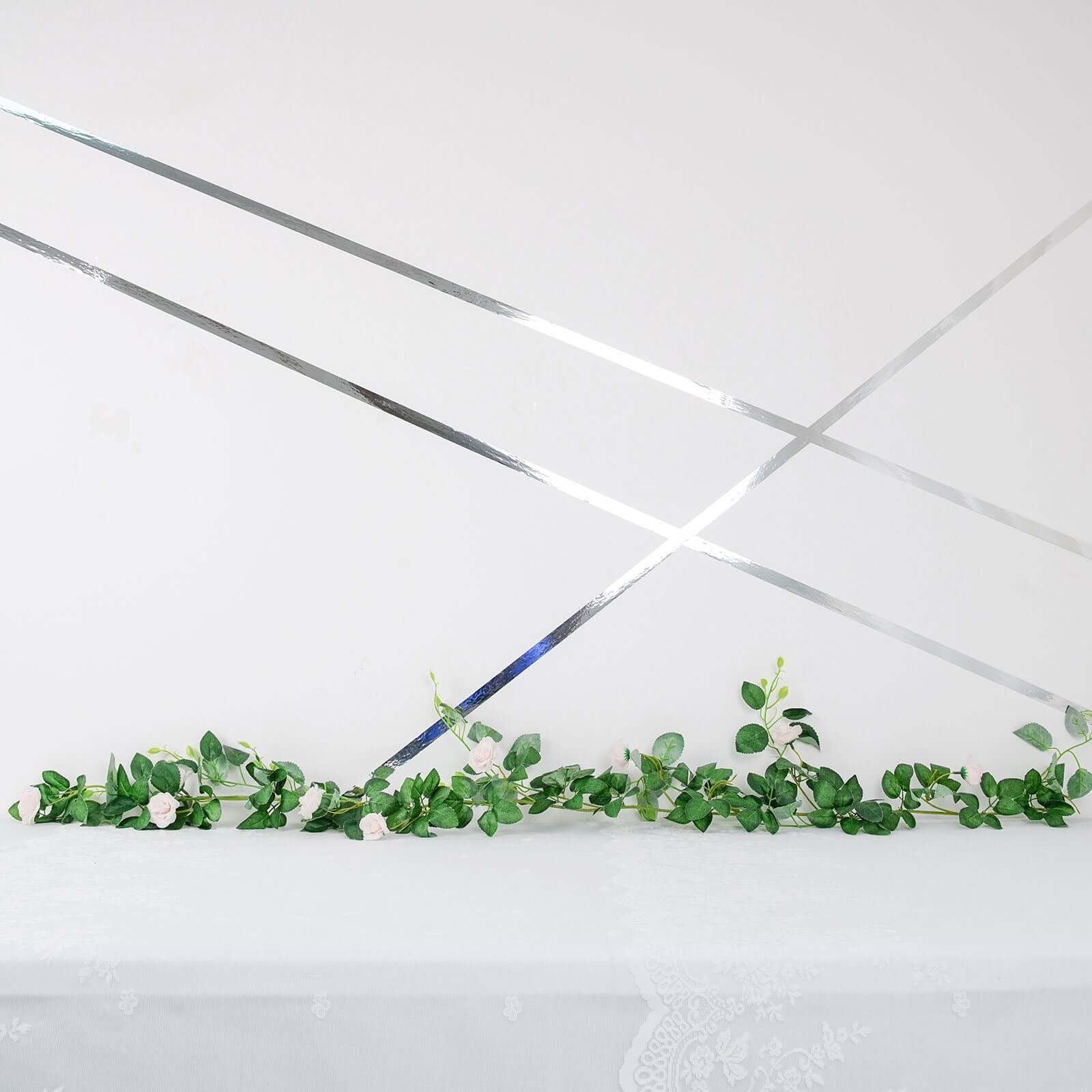 100 Yds 3/4" Silver Metallic Film Tape Adhesive, DIY Floral Wrap Craft Decor Tape - Polyester with Acrylic